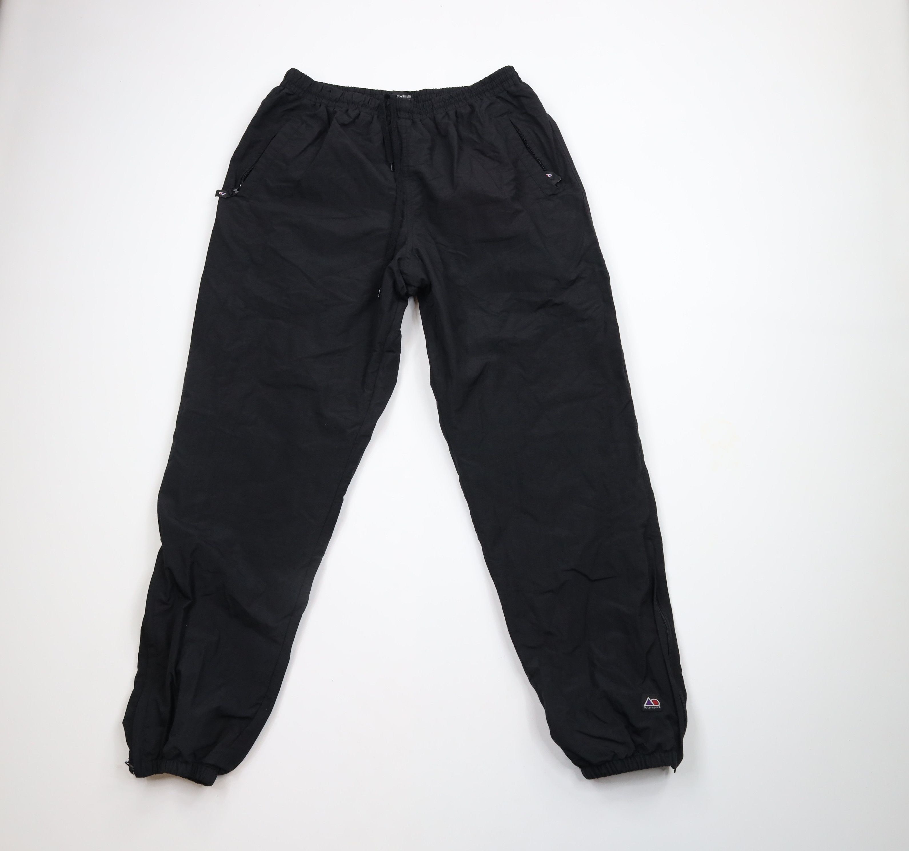 Vintage Vintage 90s Streetwear Lined Cuffed Joggers Pants Black Size US 36 / EU 52 - 1 Thumbnail