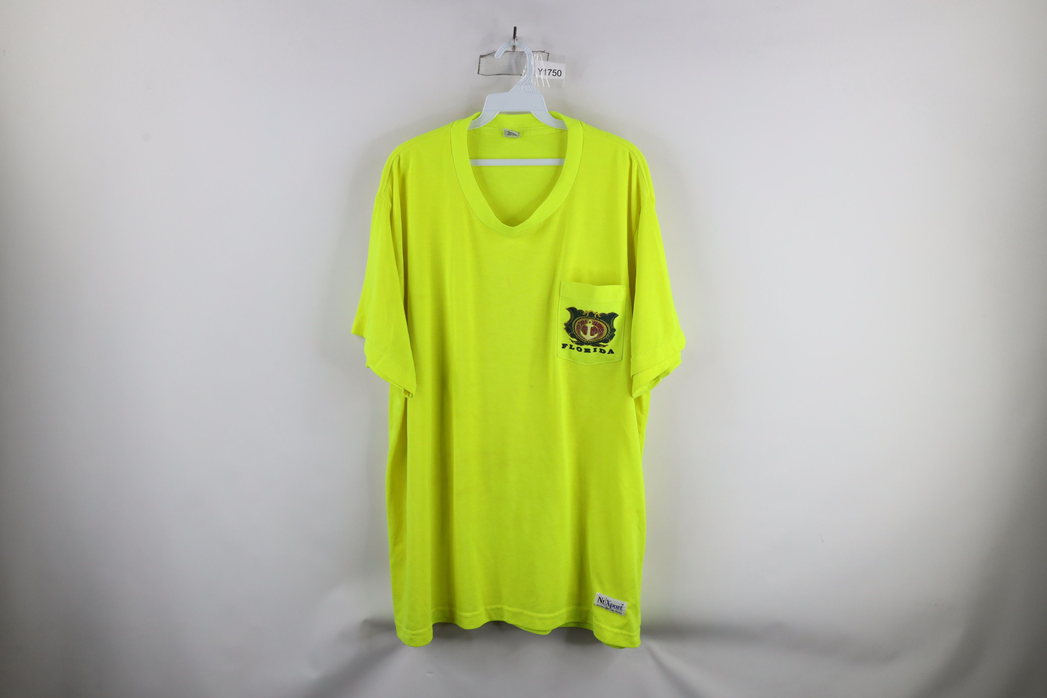 Vintage Vintage 90s Streetwear Florida Pocket T-Shirt Neon Yellow Size US XXL / EU 58 / 5 - 1 Thumbnail