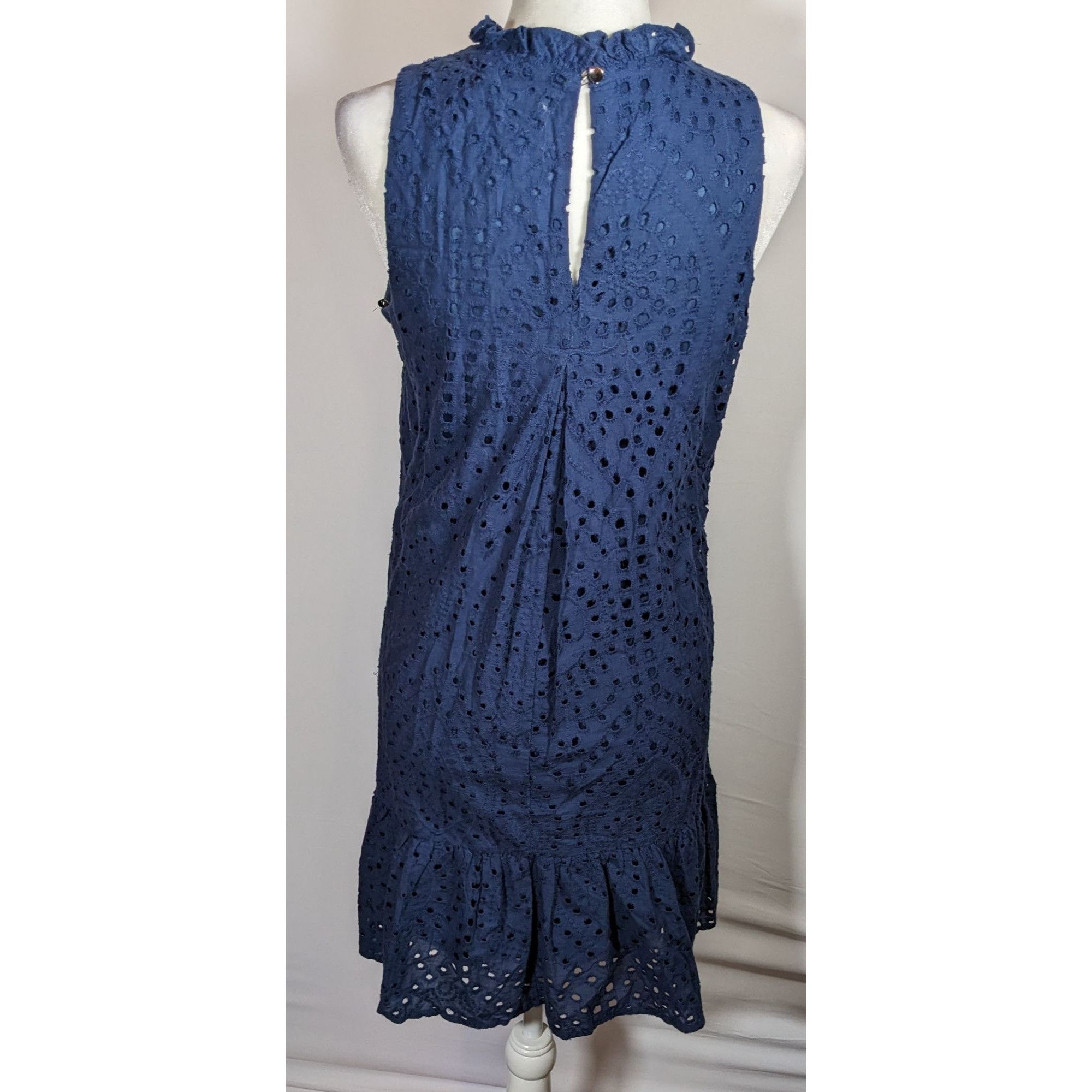 Other Julia Jordan Eyelet Dress Navy Blue With Ruffled Edge Size M / US 6-8 / IT 42-44 - 4 Thumbnail