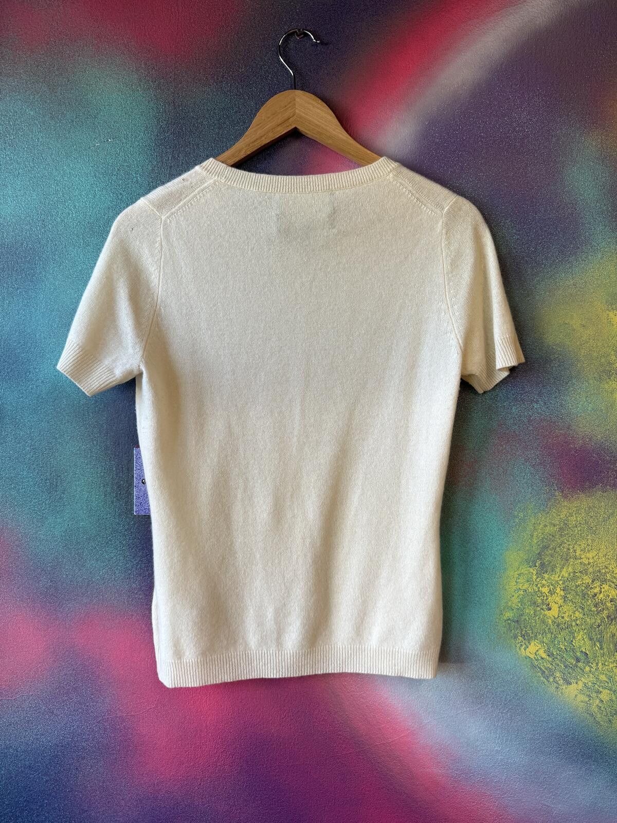 Other Paul Costello pure cashmere short sleeve knit top - cream Size US M / EU 48-50 / 2 - 4 Thumbnail