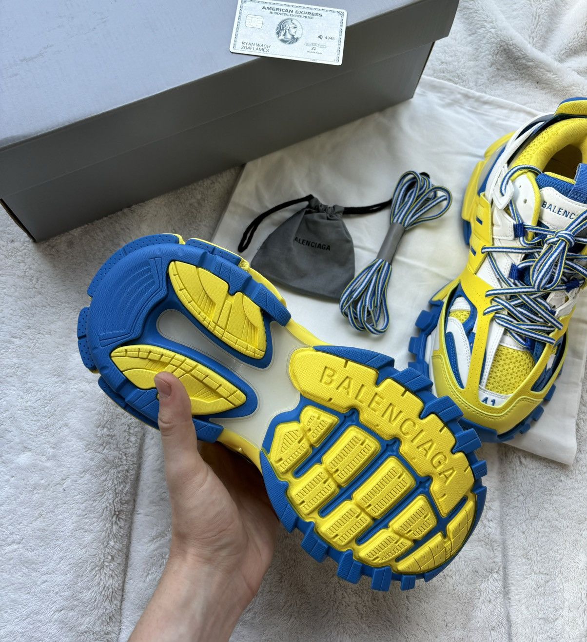 Balenciaga Balenciaga Yellow/Blue/White LED Tracks Size US 8 / EU 41 - 4 Thumbnail