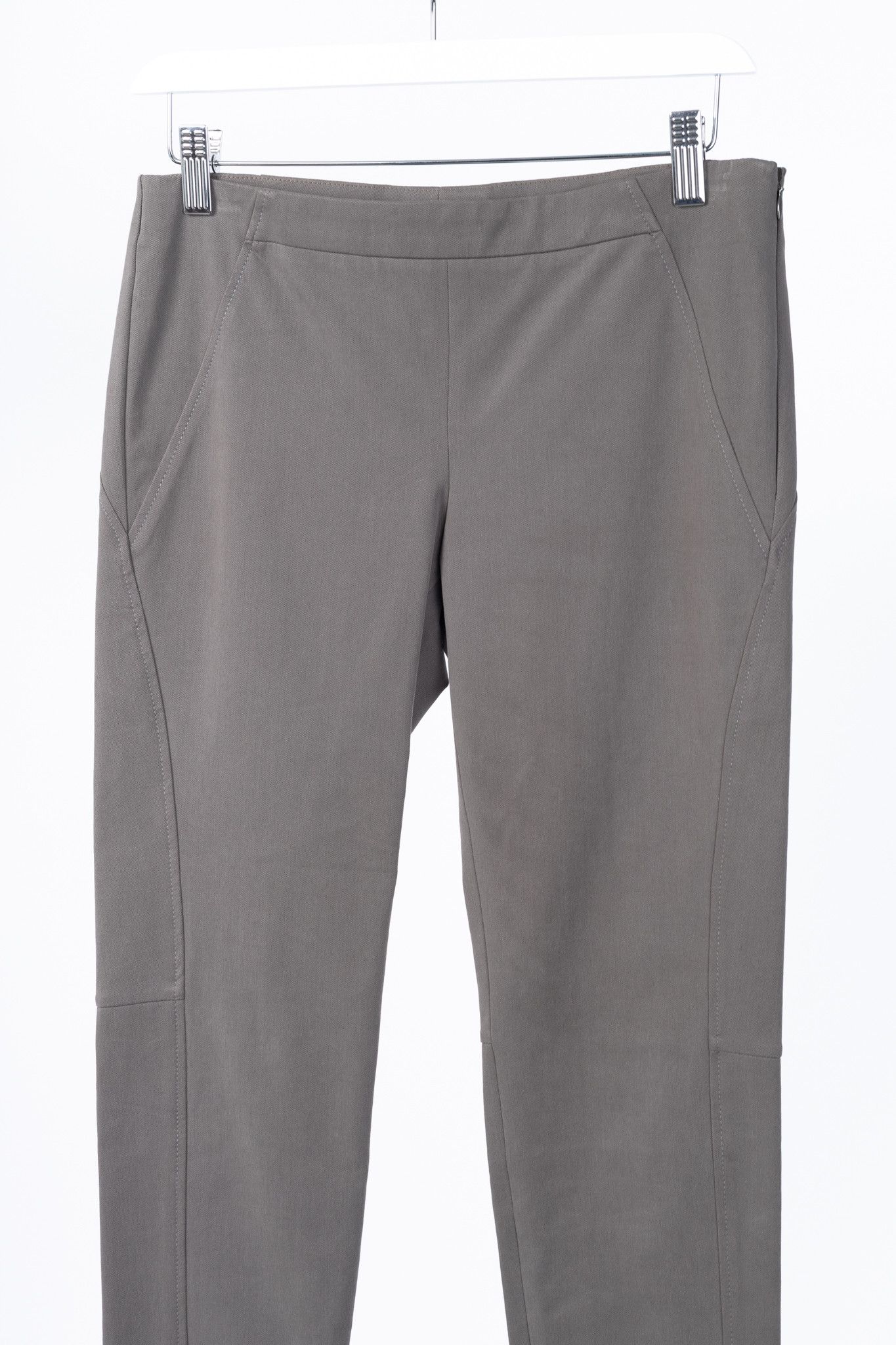 Brunello Cucinelli Brunello Cucinelli Taupe Grey Cotton-Twill Leggings Size 27" / US 4 / IT 40 - 3 Thumbnail