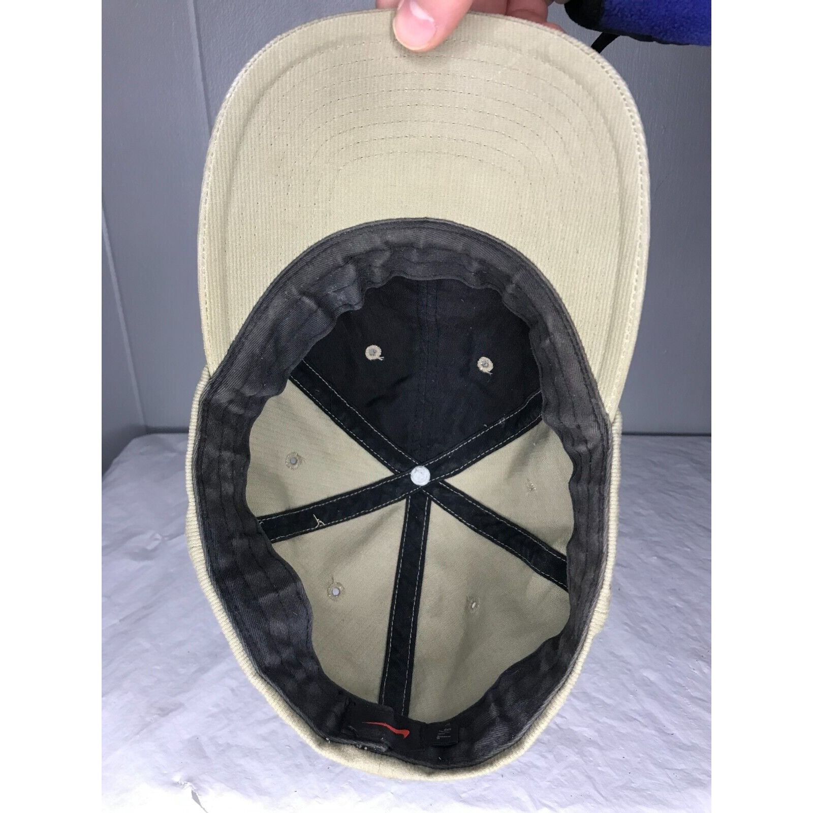 Nike × Vintage Vintage Nike Hat Cap Fitted Mens 7 1/8 Beige Swoosh Spellout Size ONE SIZE - 7 Thumbnail