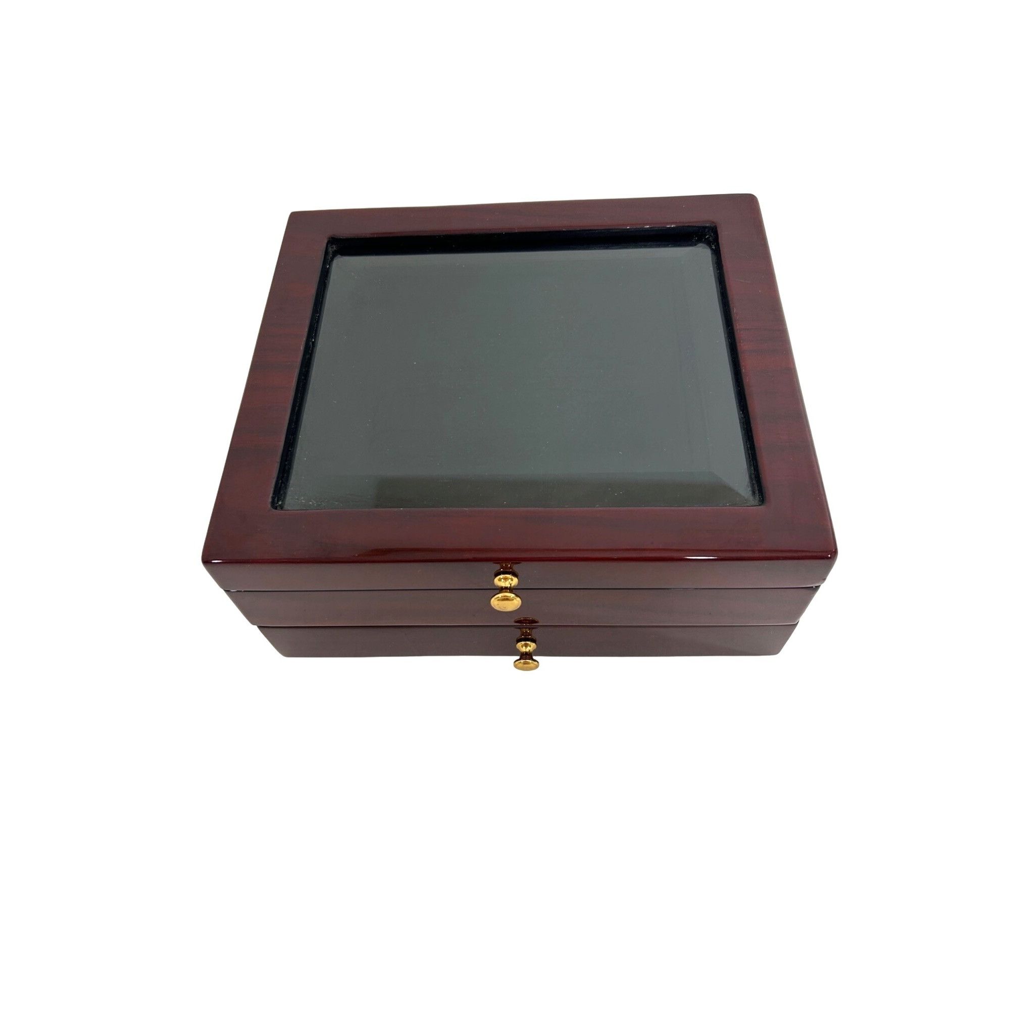 JCF Business Products Men’s Jewelry Box Burgundy Wood Glass