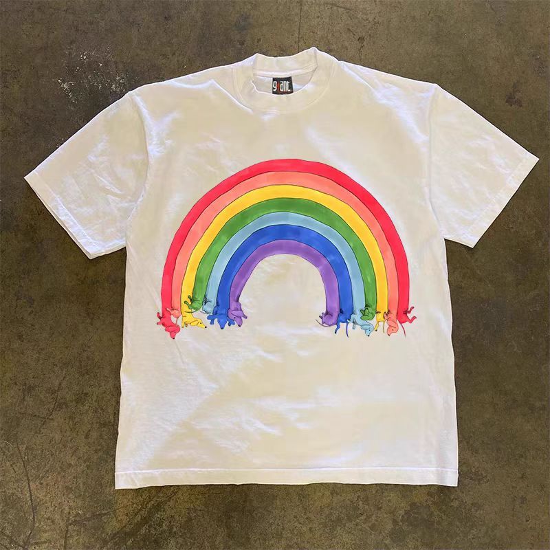 Japanese Brand Rainbow pattern white casual retro t-shirt Size US M / EU 48-50 / 2 - 1 Thumbnail