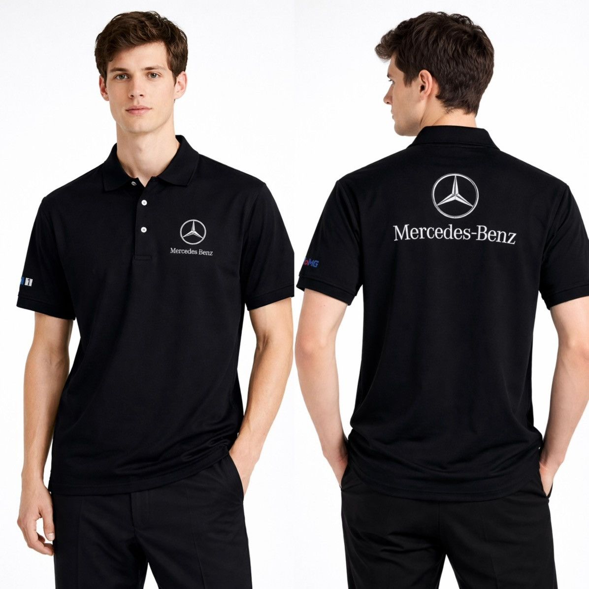 Mercedes-Benz Vintage Mercedes-Benz Mobil 1 Formula One Racing Polo Shirt Size US L / EU 52-54 / 3 - 1 Thumbnail