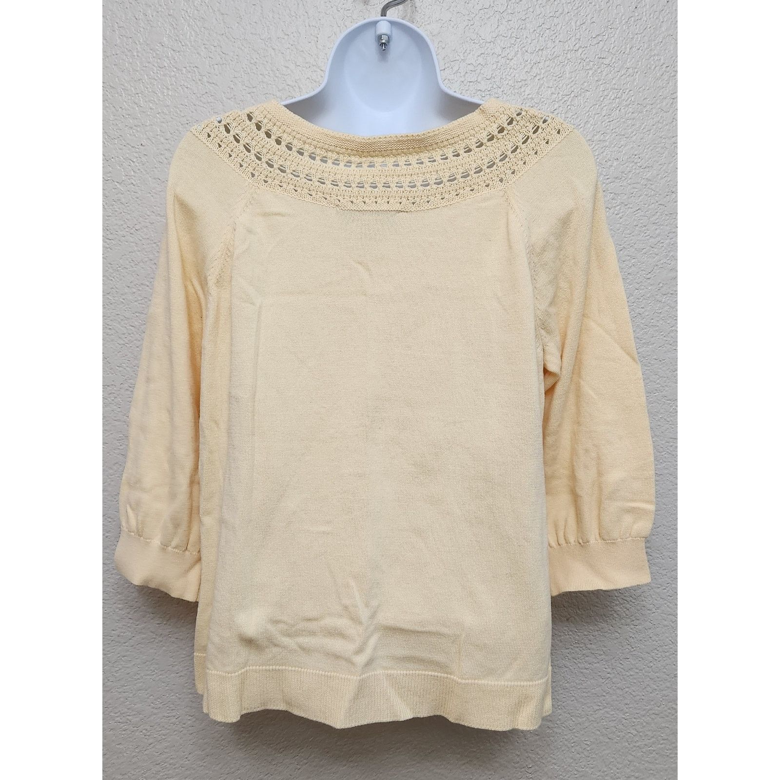 Other Brittany Black Yellow Crochet Round Neck Sweater Top Large Size L / US 10 / IT 46 - 4 Thumbnail