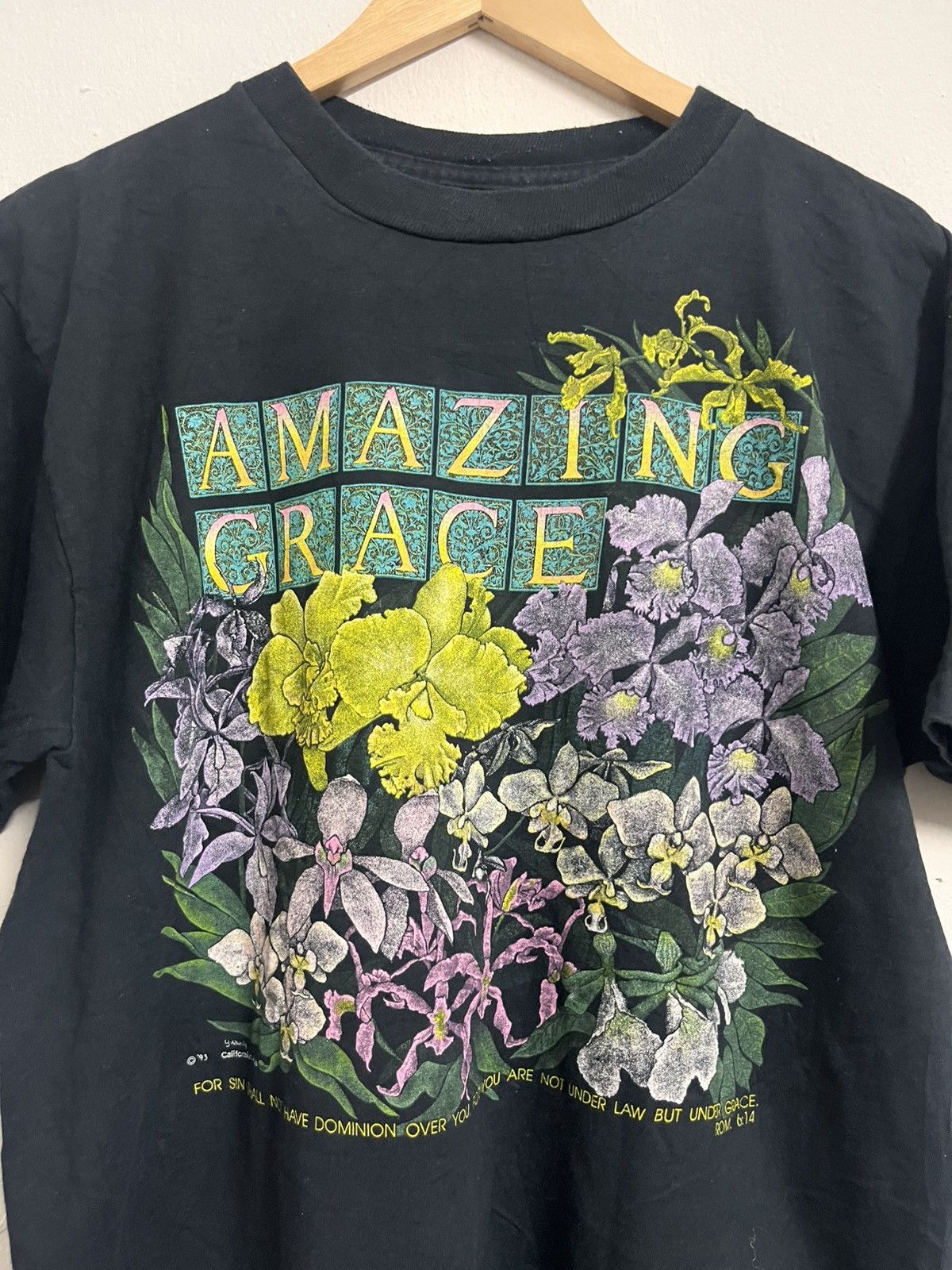 Vintage 💥Vintage 93 Amazing Grace Religious Words Tee Size US L / EU 52-54 / 3 - 2 Thumbnail