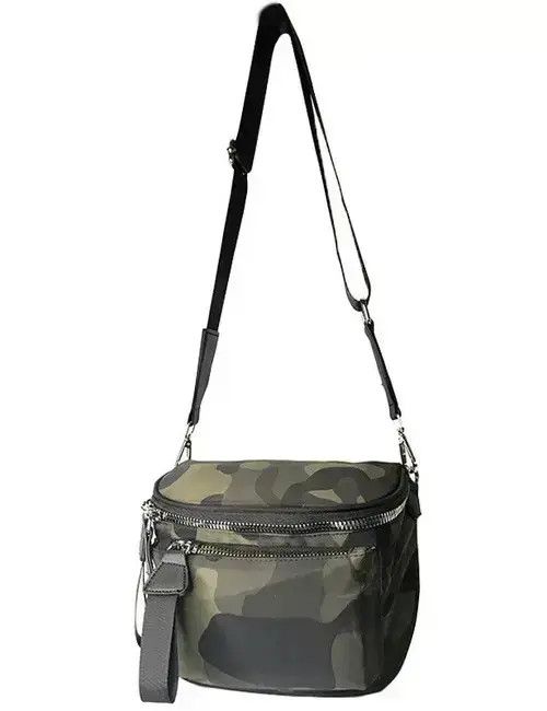 Hypebeast Fashion Camouflage Zip Shoulder Side Bag Crossbody in Black, Men's