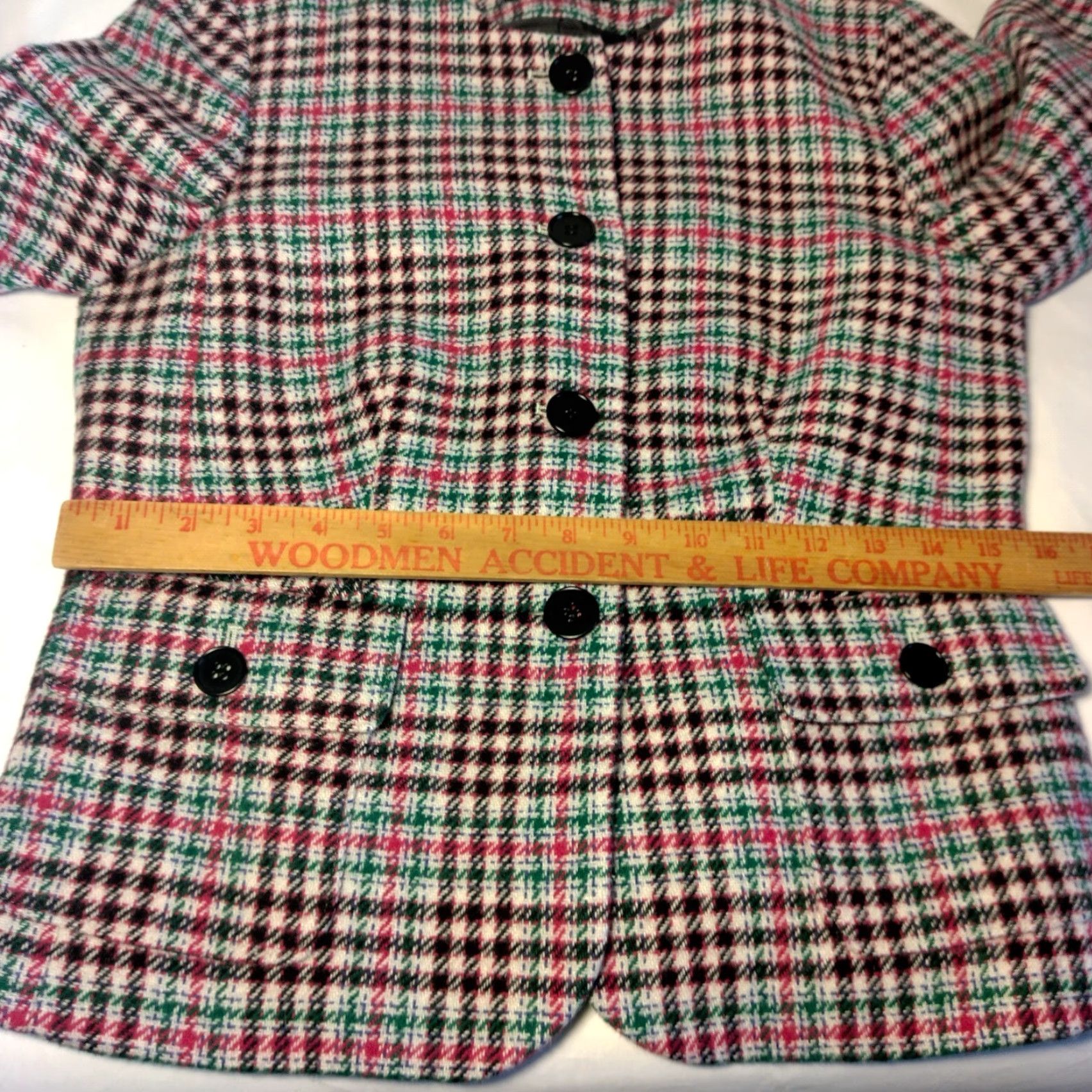 Talbots Talbots Blazer Women Size 4 Wool Blend Plaid Cream Pink Green Black Multicolor Short Jacket, Four-Button, Single-Breasted, Professional, Women Size S / US 4 / IT 40 - 5 Thumbnail
