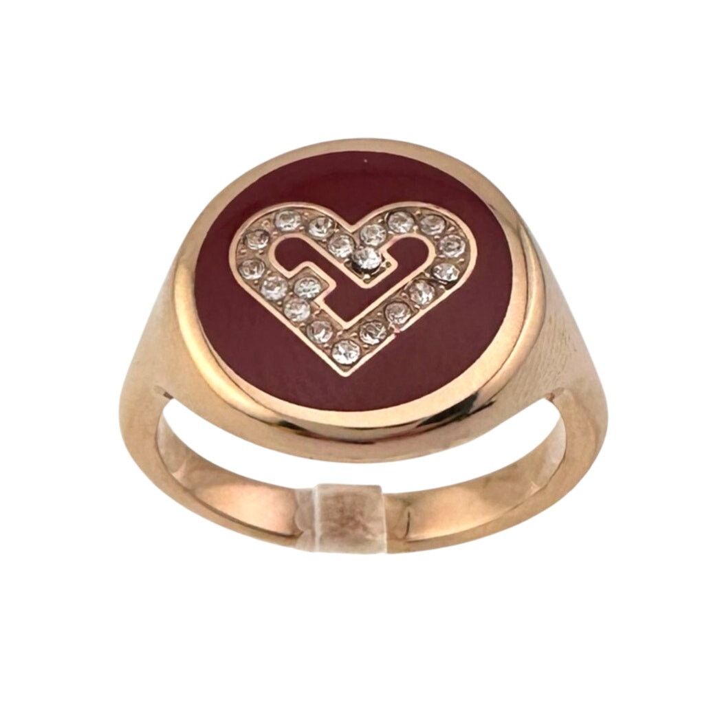 Furla Furla Heart Ring - Rose Gold Overlay with Crystal Heart Size ONE SIZE - 1 Thumbnail