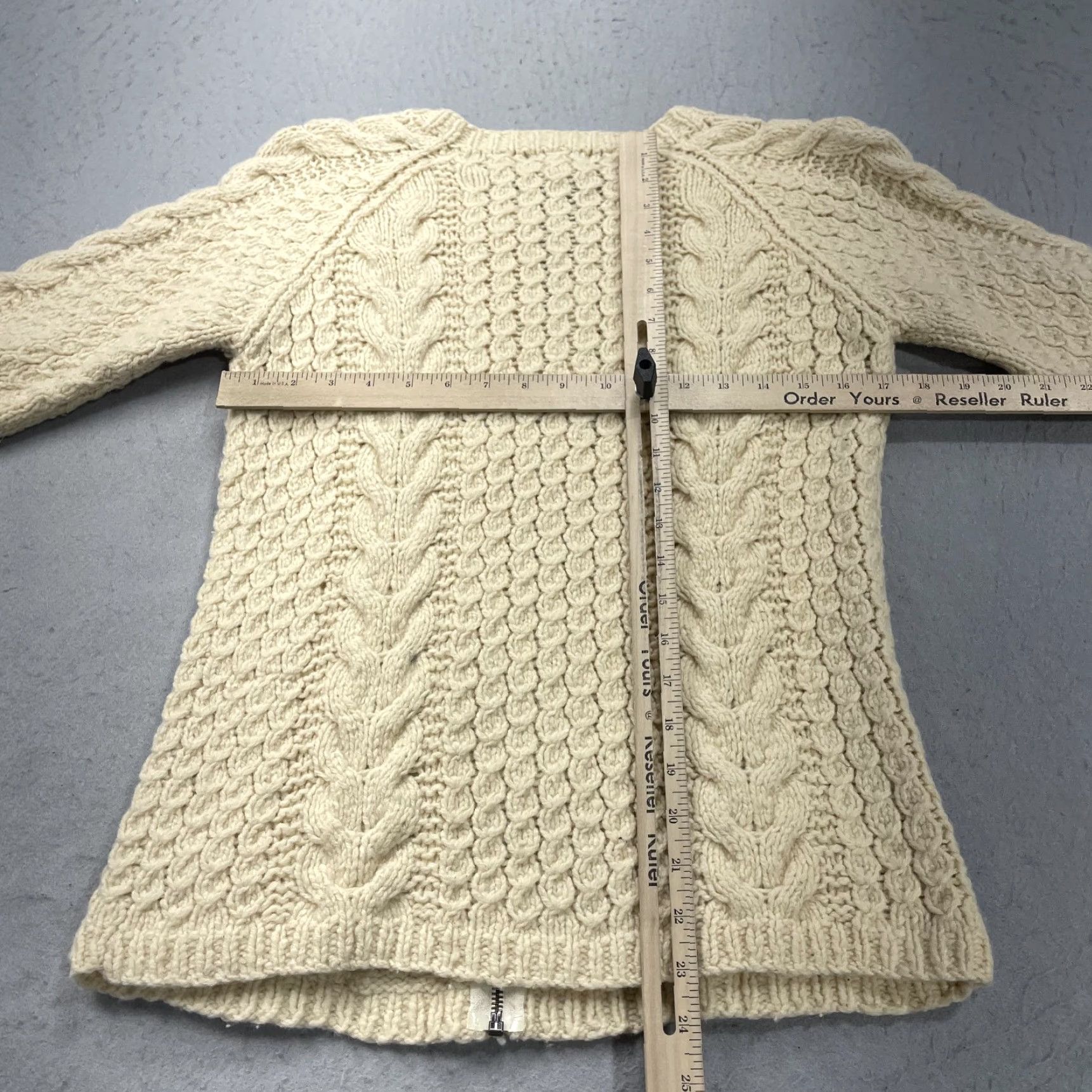 Vintage VINTAGE Limited America Fisherman Sweater Womens M Cardigan 90s Wool Ivory Zip Knitted Knit M Womens 90s Size M / US 6-8 / IT 42-44 - 6 Thumbnail