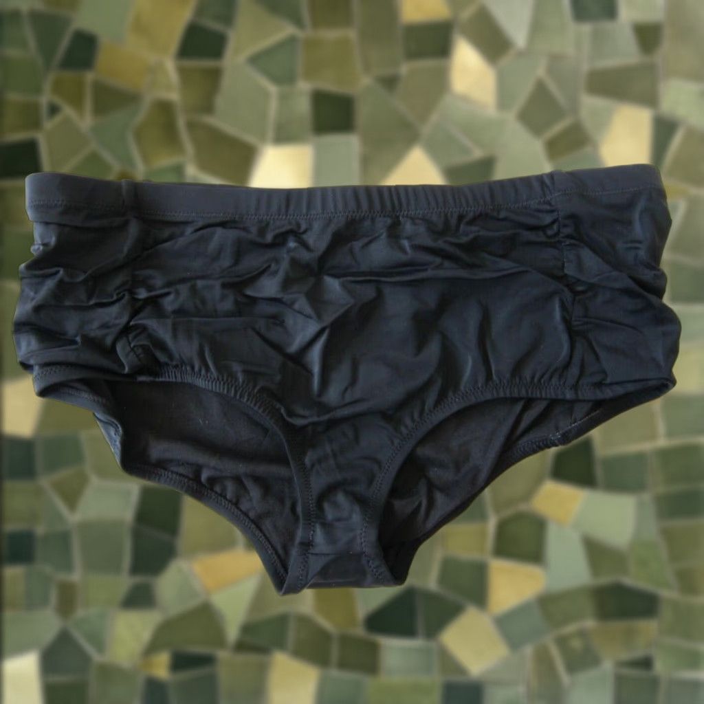 Vintage Jaclyn Smith Bottoms | Women 16 | Black Ruched Slimming High Rise Waist Bottoms | New Without Tags Women's Swim Bottoms 16 Black Size 38" / US 16 / IT 52 - 1 Thumbnail