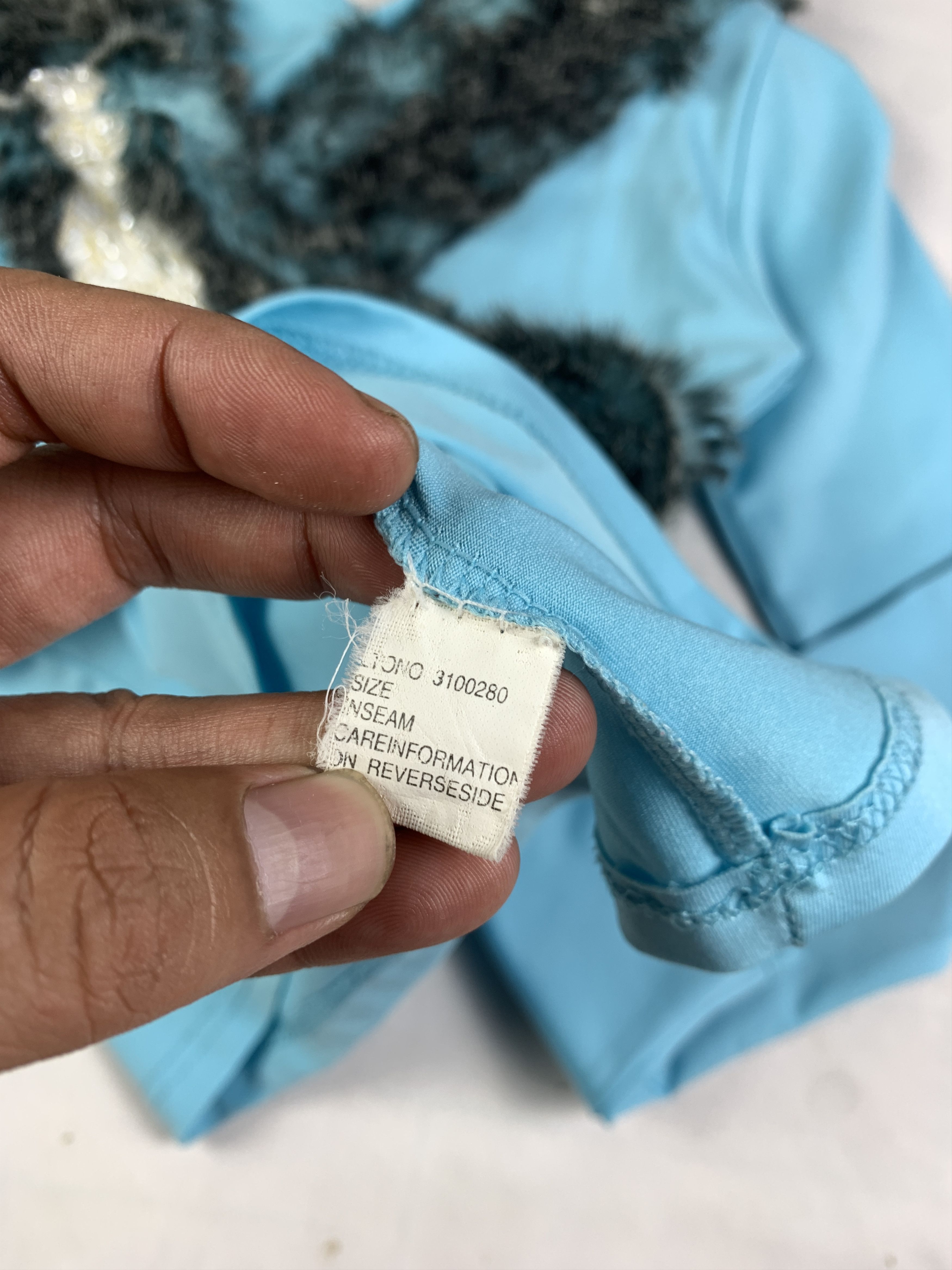 Japanese Brand Baby Blue Faux Fur Asymmetrical Elastane Top (S to M) Size S / US 4 / IT 40 - 8 Thumbnail