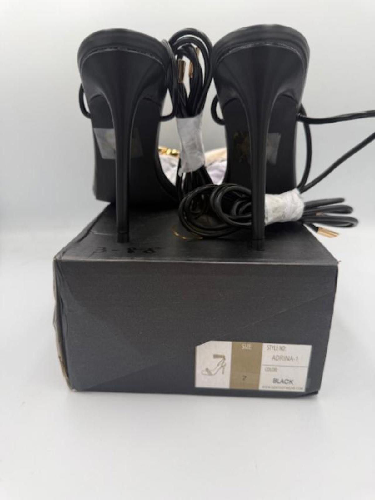 Other Cathy Din Adrina Black/Gold Chain Lace-Up Hi-Heel Sandal Sz7 Size US 7 / IT 37 - 7 Thumbnail