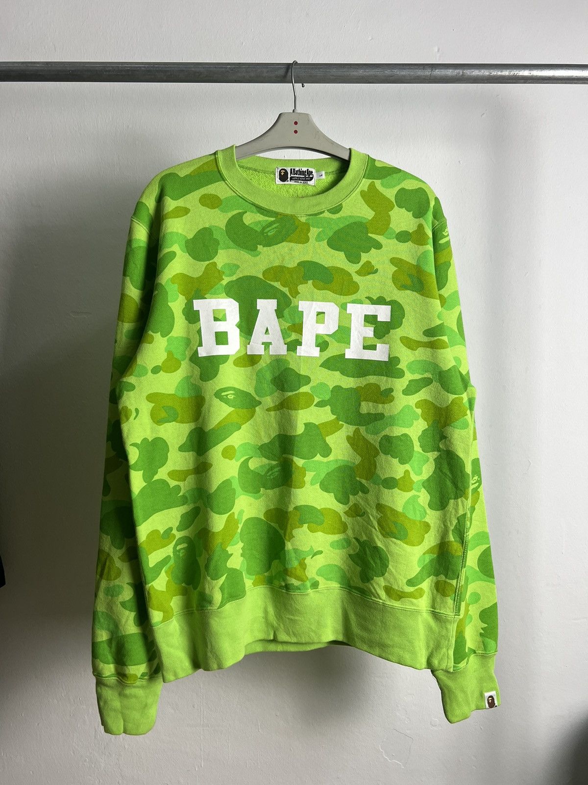 Bape SS15 Bape Camouflage Neon Green Crewneck Size US L / EU 52-54 / 3 - 1 Thumbnail