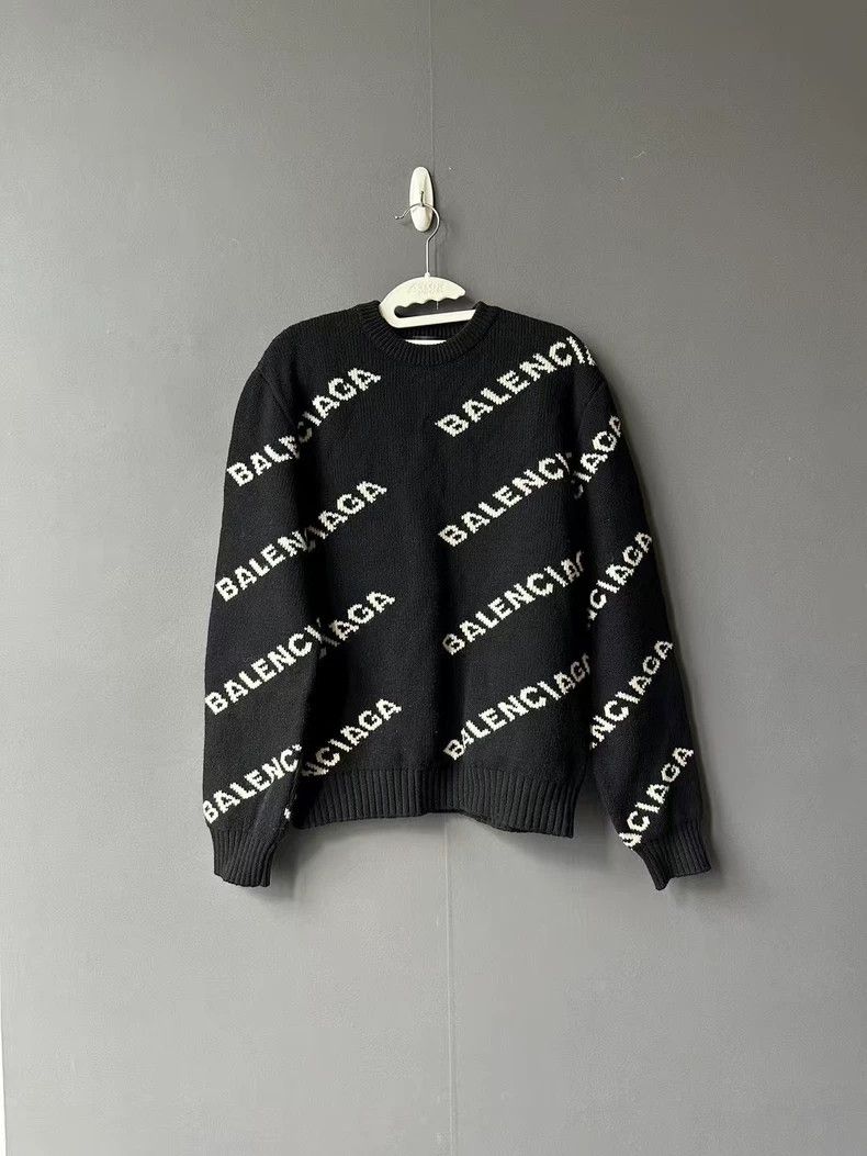 Balenciaga Balenciaga Black White Logo Sweater - dmc Size US S / EU 44-46 / 1 - 1 Thumbnail