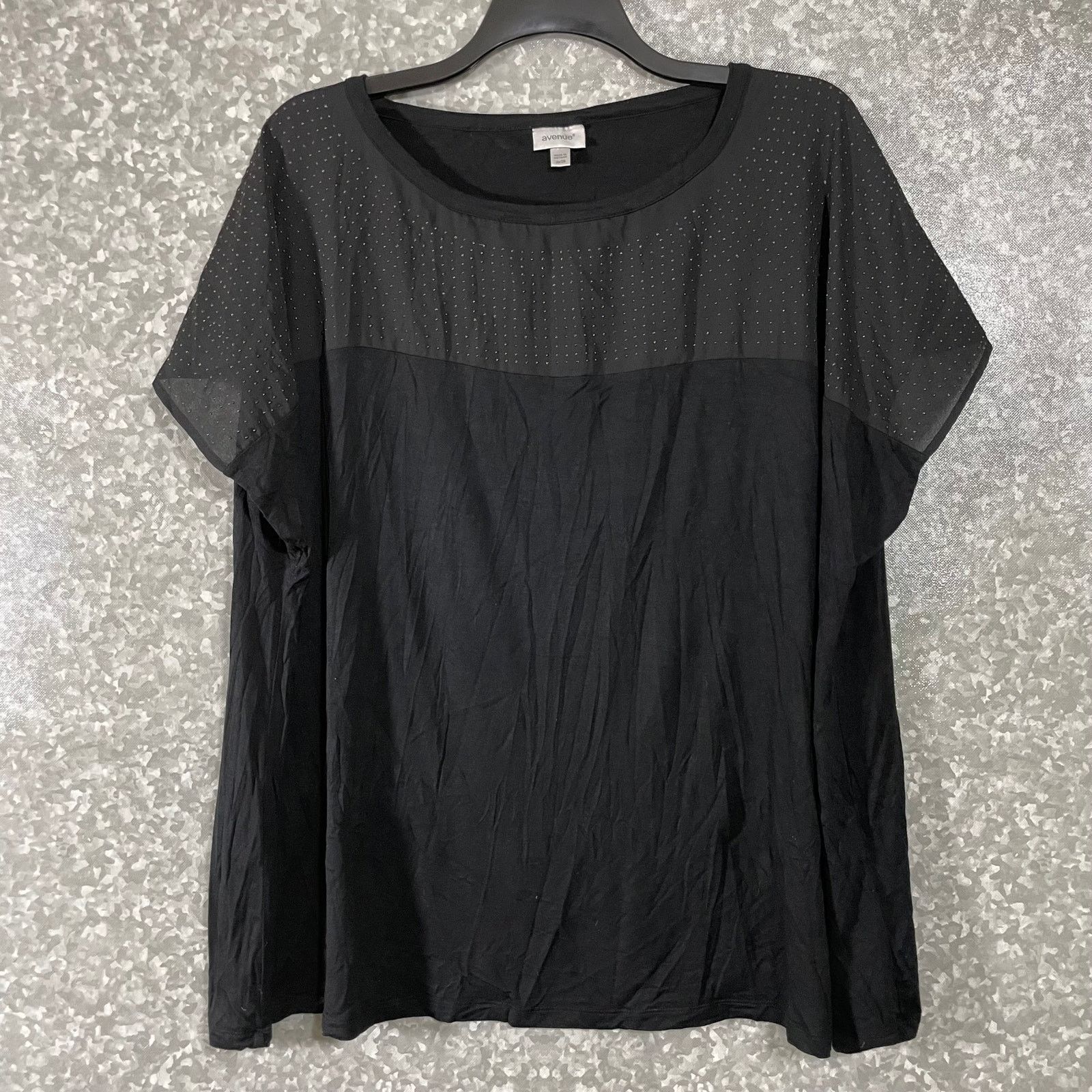 Avenue Avenue Black Plus Size Studded Short Sleeve Top - Size 26/28 Size 4XL / US 24-26 - 1 Thumbnail