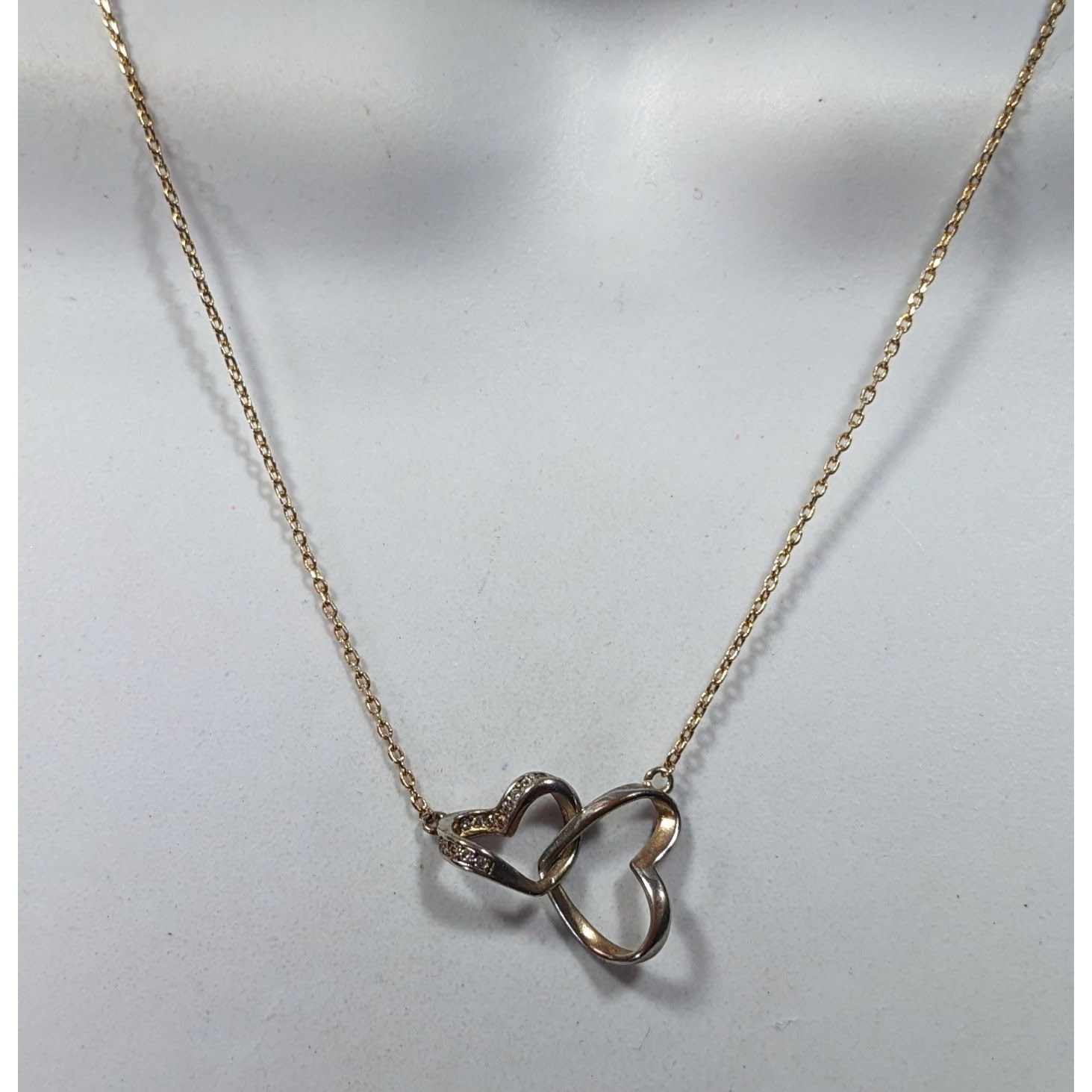 Other Minimalist Romantic Double Open Heart Diamond Accent Pendant Size ONE SIZE - 4 Thumbnail