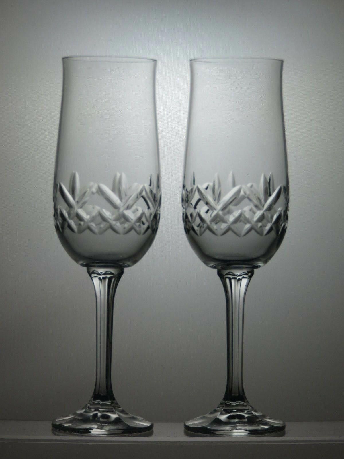 The Unbranded Brand Cut Glass Lead Crystal Set Of 2 Champagne Flutes 7 3/4" Size ONE SIZE - 3 Thumbnail