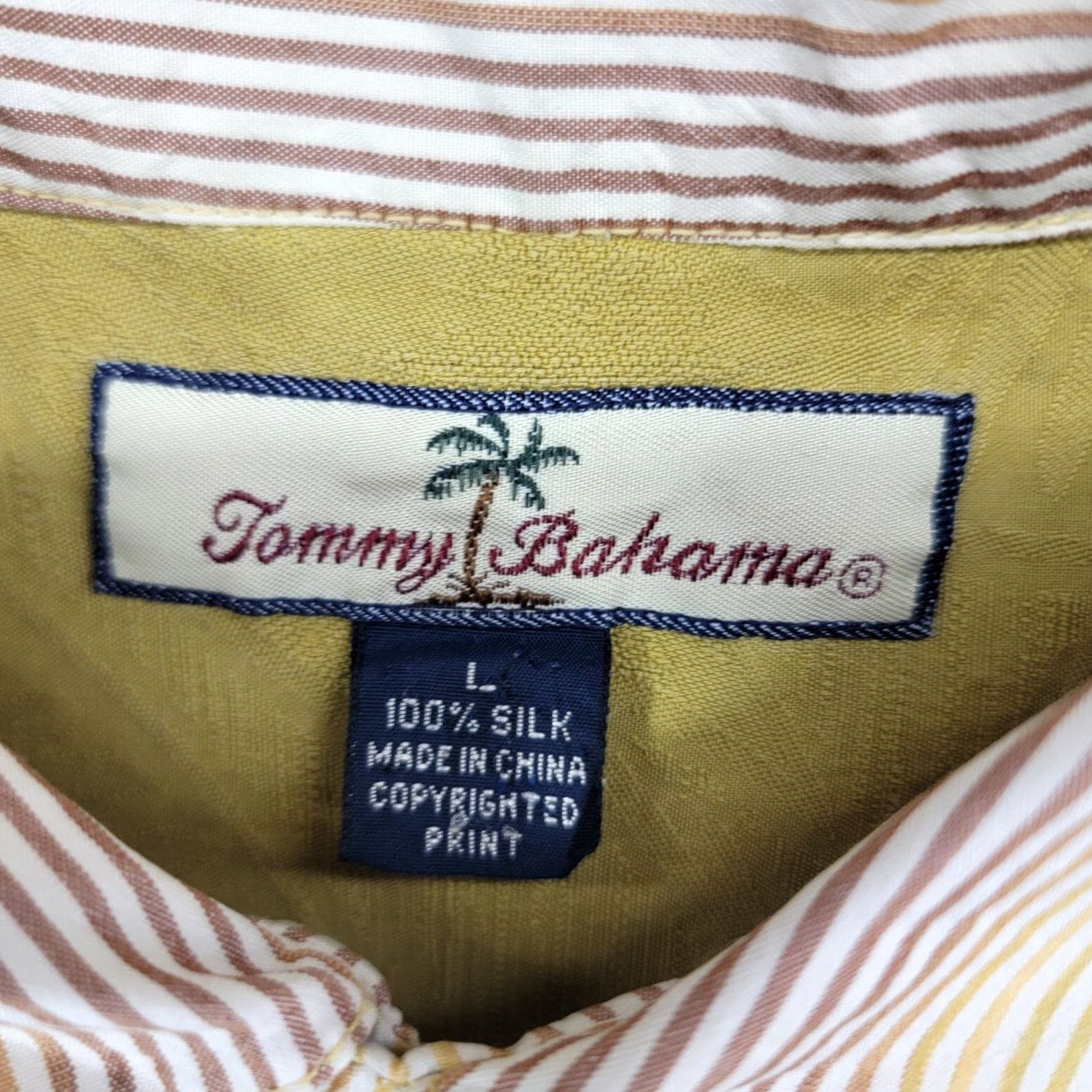 Tommy Bahama Tommy Bahama Shirt Mens Large 100% Silk Striped Floral Button-Down Short Sleeve Tropical Beach Bohemian Florida Mens Size US L / EU 52-54 / 3 - 2 Thumbnail