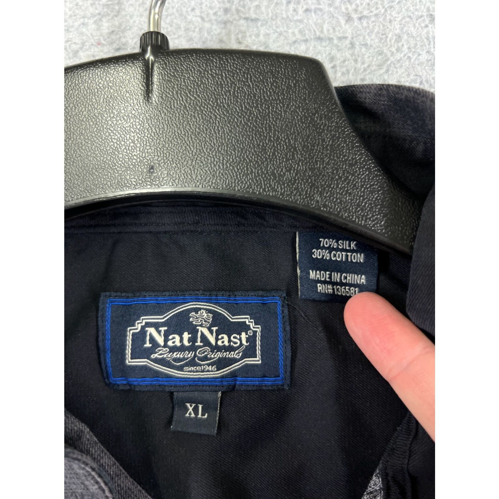Nat Nast Nat Nast Shirt Adult XL Black Button-Up Silk Blend Floral Palm Print Size US XL / EU 56 / 4 - 7 Thumbnail