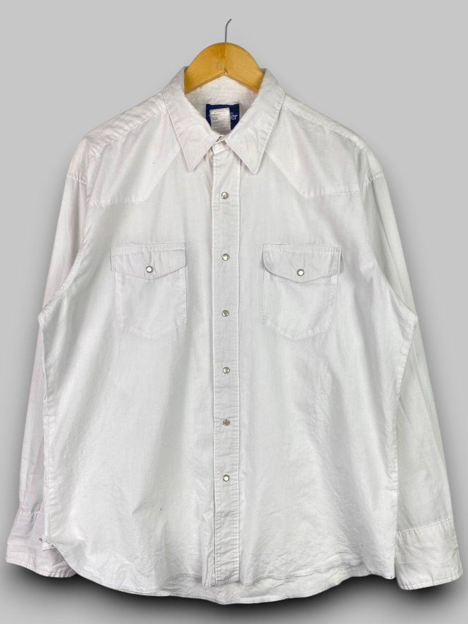 vintage wrangler white western pearl snap button shirt