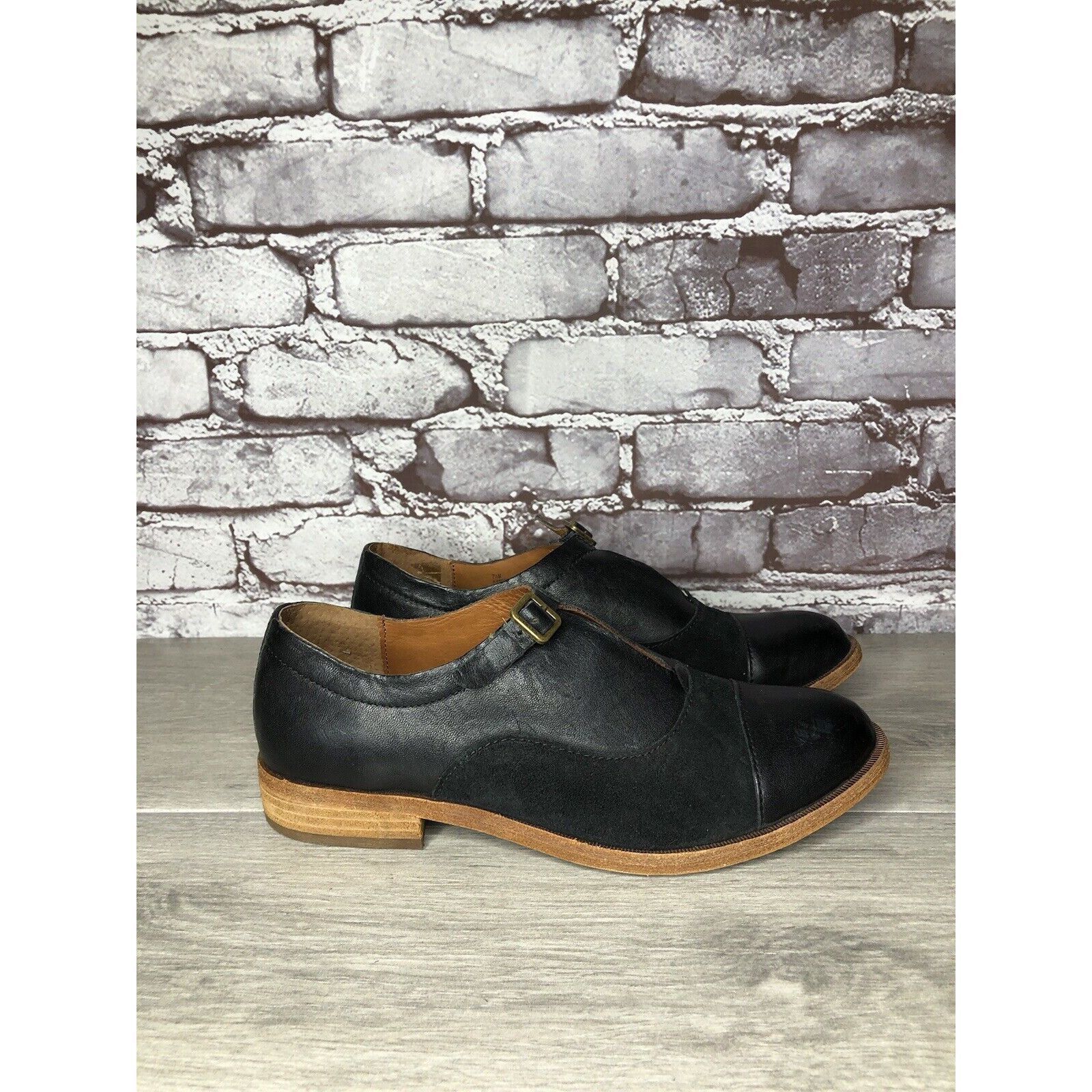 Other Kork Ease Niseda Black Leather Suede Monk Strap Oxfords Shoe Size US 8 / IT 38 - 10 Thumbnail