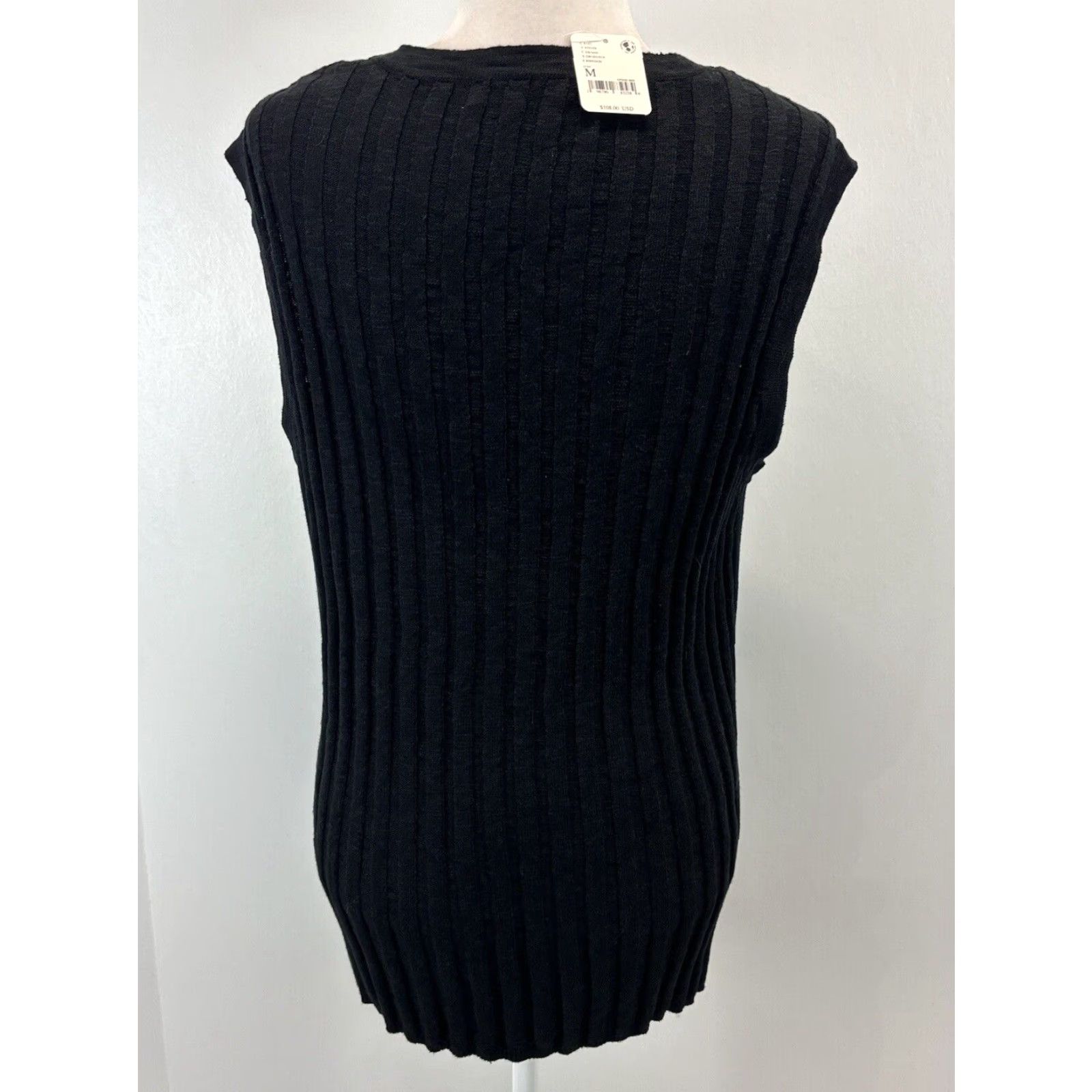 Free People Free People Beach V-Neck Vest Sweater Women's Medium Black Cotton Blend Size M / US 6-8 / IT 42-44 - 3 Thumbnail