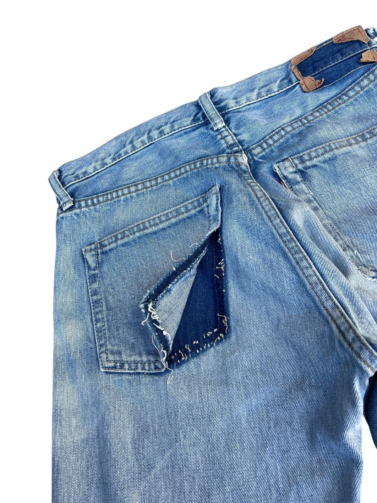 Denime Vintage DENIME Japan Ripped Faded Mud Denim Selvedge Jeans Size US 31 - 17 Thumbnail