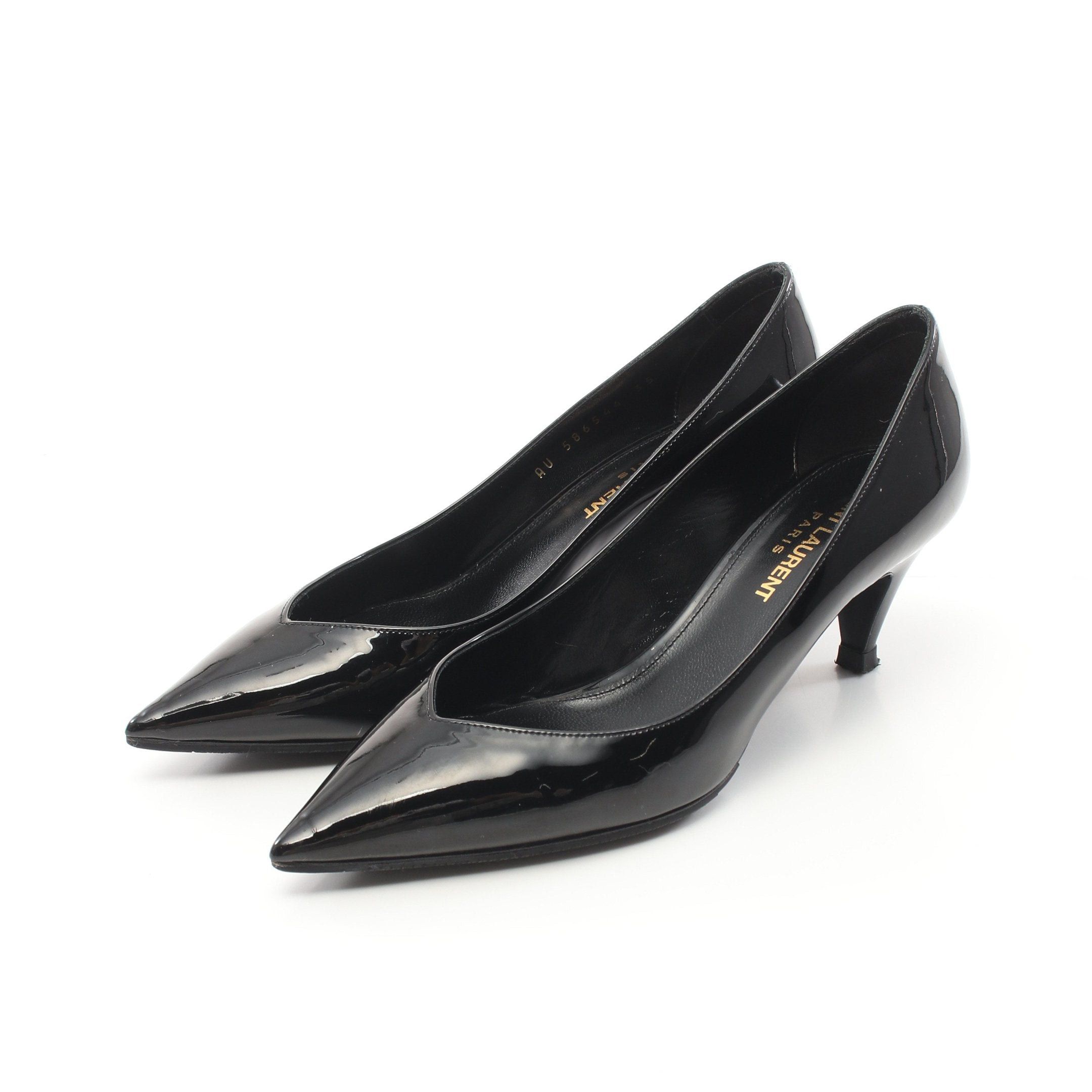 Yves Saint Laurent Yves Saint Laurent Pointed Toe Pumps Patent Leather Black Size ONE SIZE - 1 Thumbnail