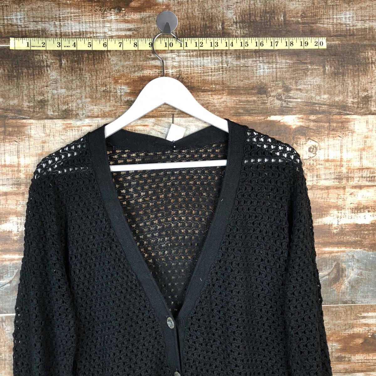 Homespun Knitwear Japan black crochet meshnet Cardigan Knitwear #A1646 Size M / US 6-8 / IT 42-44 - 4 Thumbnail