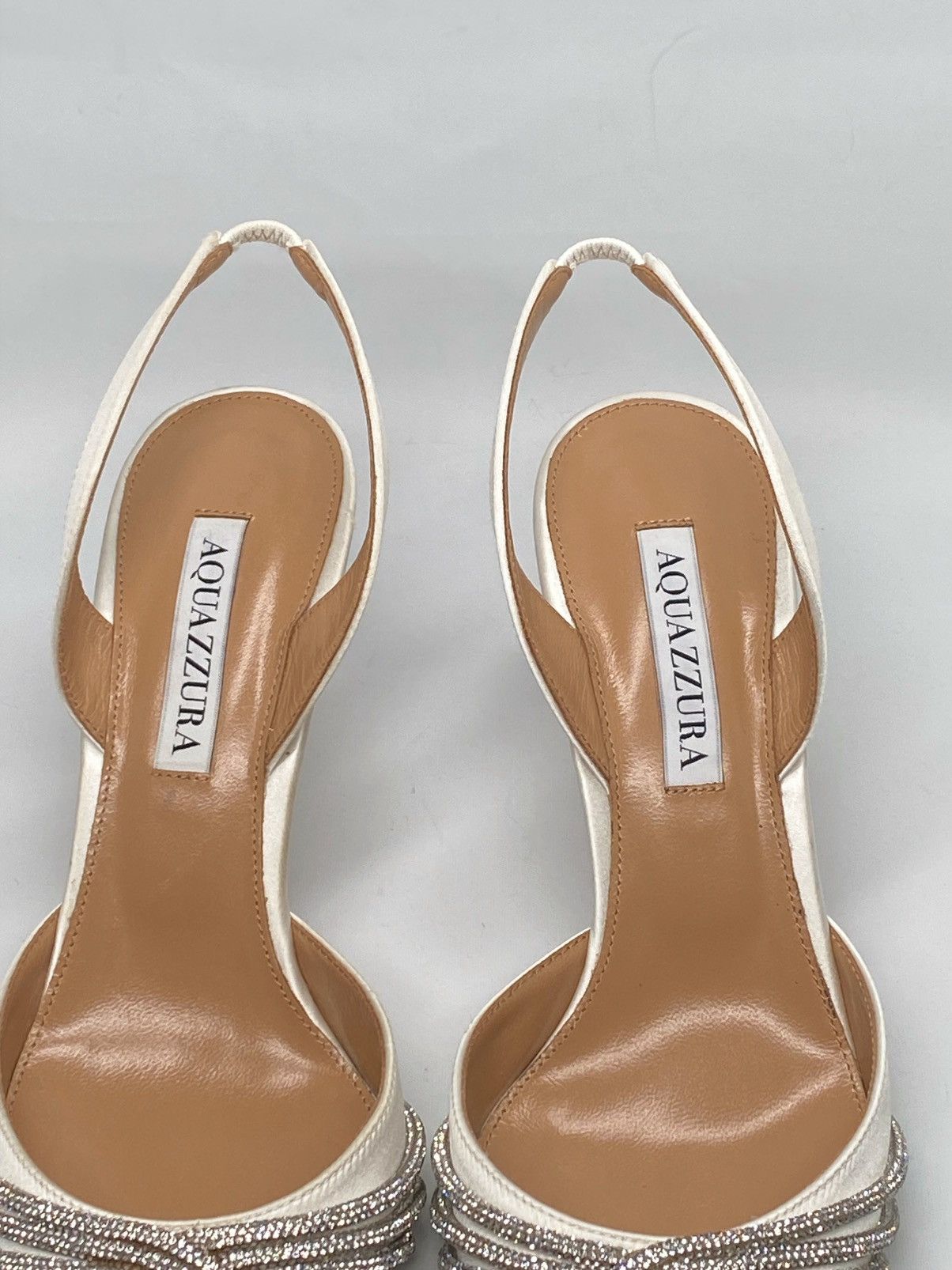 Aquazzura Aquazzura Gatsby 75 Crystal-Embellished Satin Pumps size 37 Size US 7 / IT 37 - 6 Thumbnail