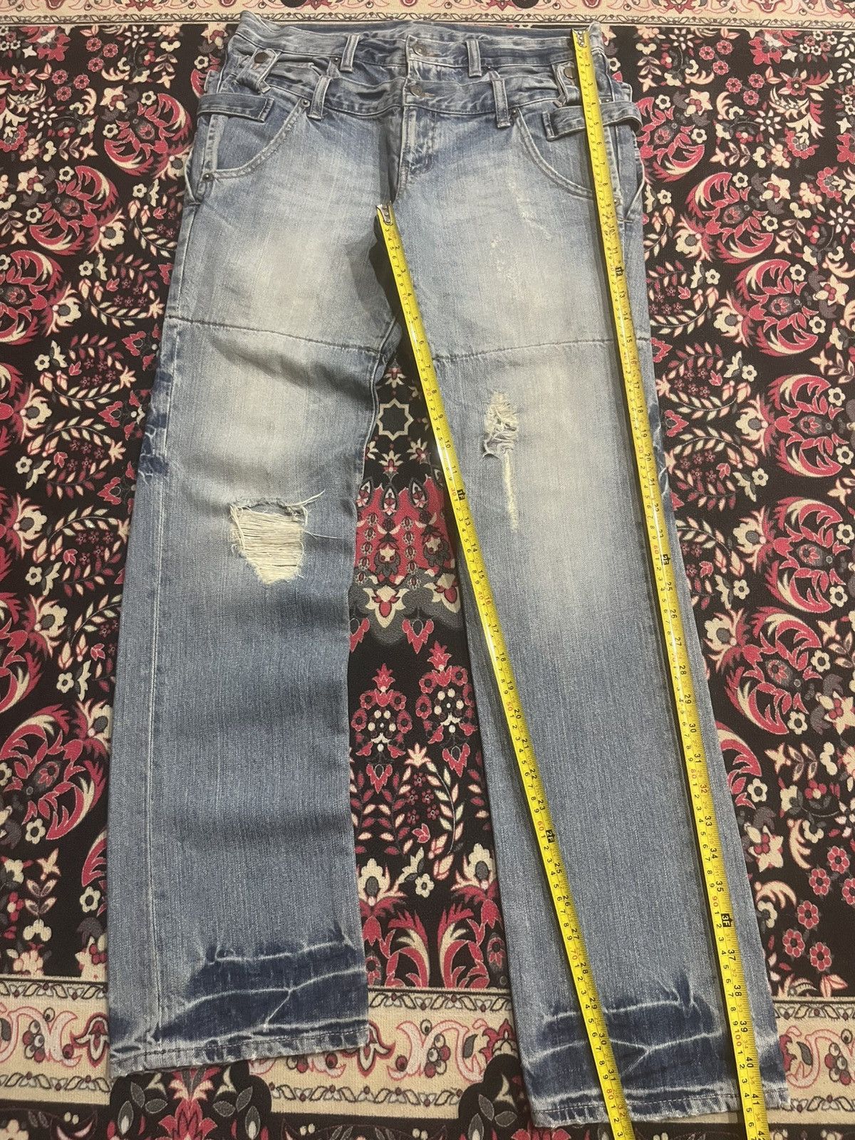 PPFM Vintage Payton Place For Men Double Waist Distressed Jeans Size US 31 - 10 Thumbnail