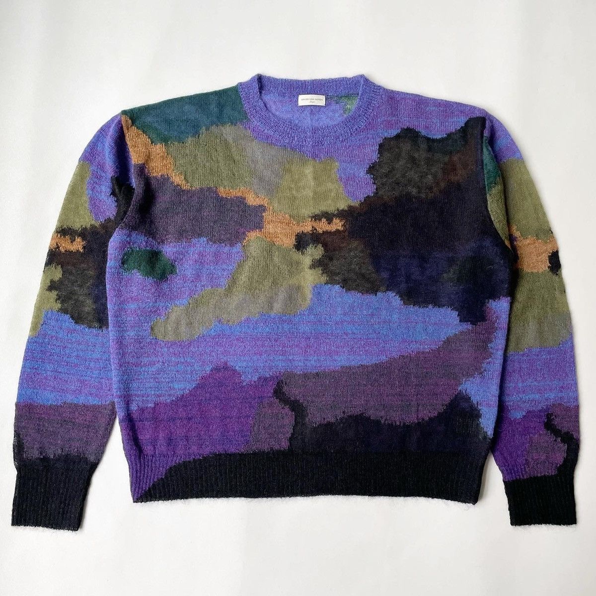 Dries Van Noten Sample Abstract Camo Mohair Sweater Size US L / EU 52-54 / 3 - 18 Thumbnail