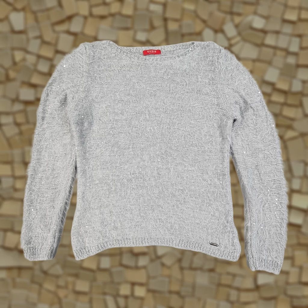Guess GUESS Womens Jumper Grey Large Sequined Sparkle Knitted Pullover Size L / US 10 / IT 46 - 1 Thumbnail
