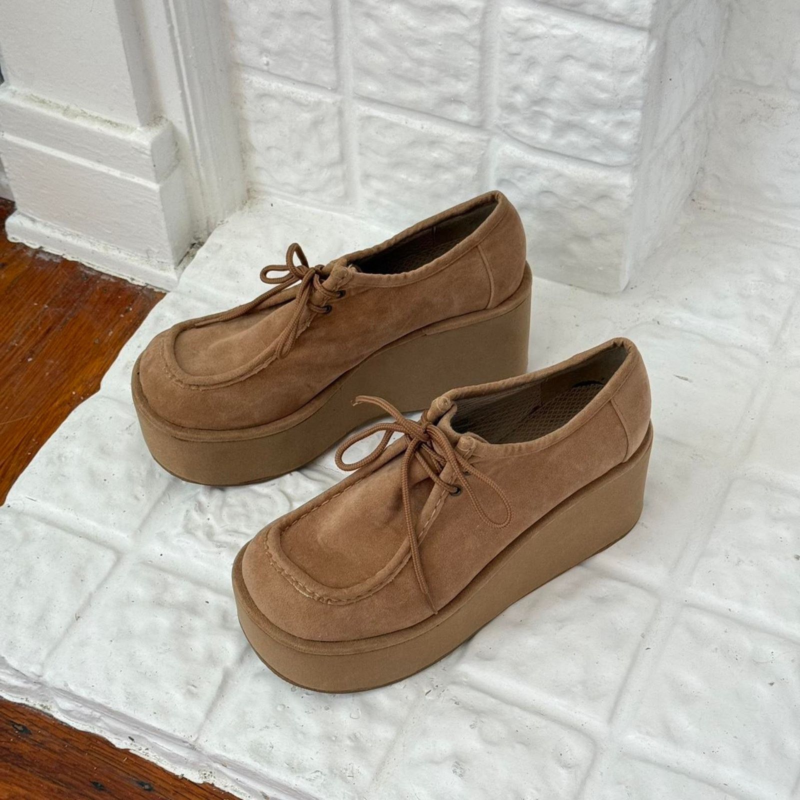 Vintage ✿ y2k suede platform lace up shoes ✿ Size US 9.5 / IT 39.5 - 3 Thumbnail