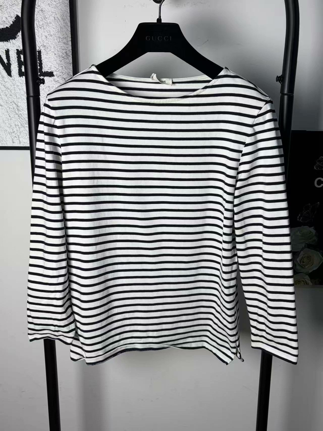 Celine Celine Knit Striped White Sweater L Women Size L / US 10 / IT 46 - 1 Thumbnail