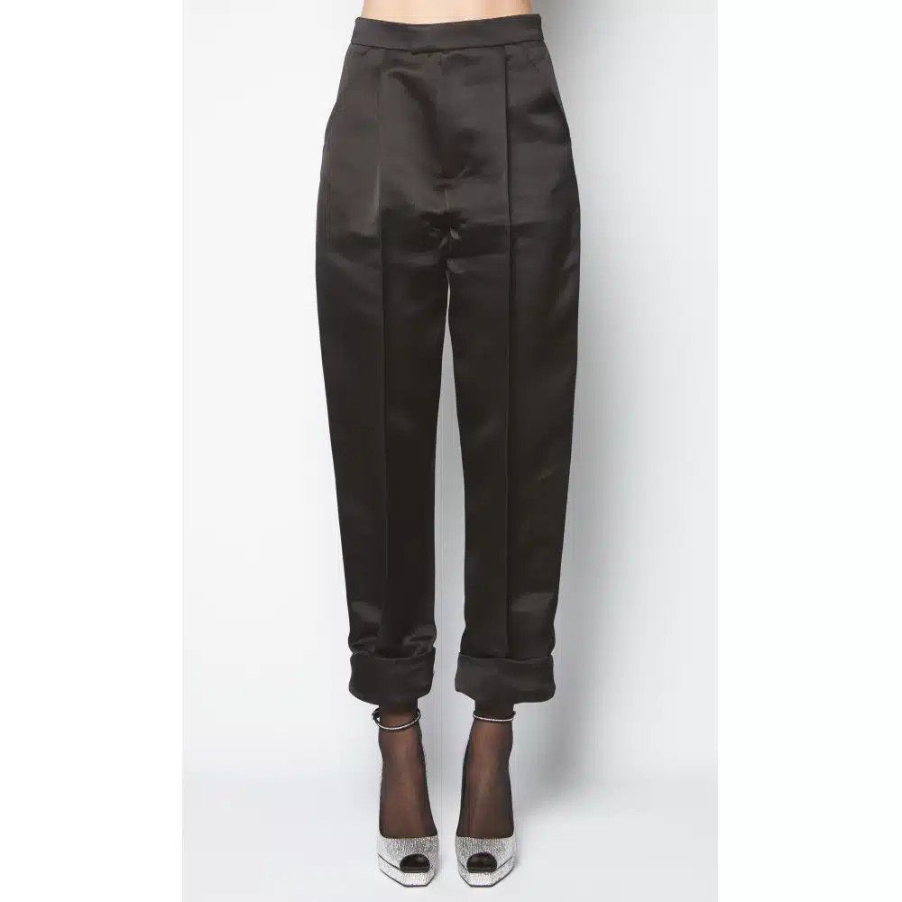 Tom Ford o1loc1c0526 PAW281 Silk Duchesse Boyfriend Cut Pant in Black Size 25" / US 0 / IT 36 - 2 Thumbnail