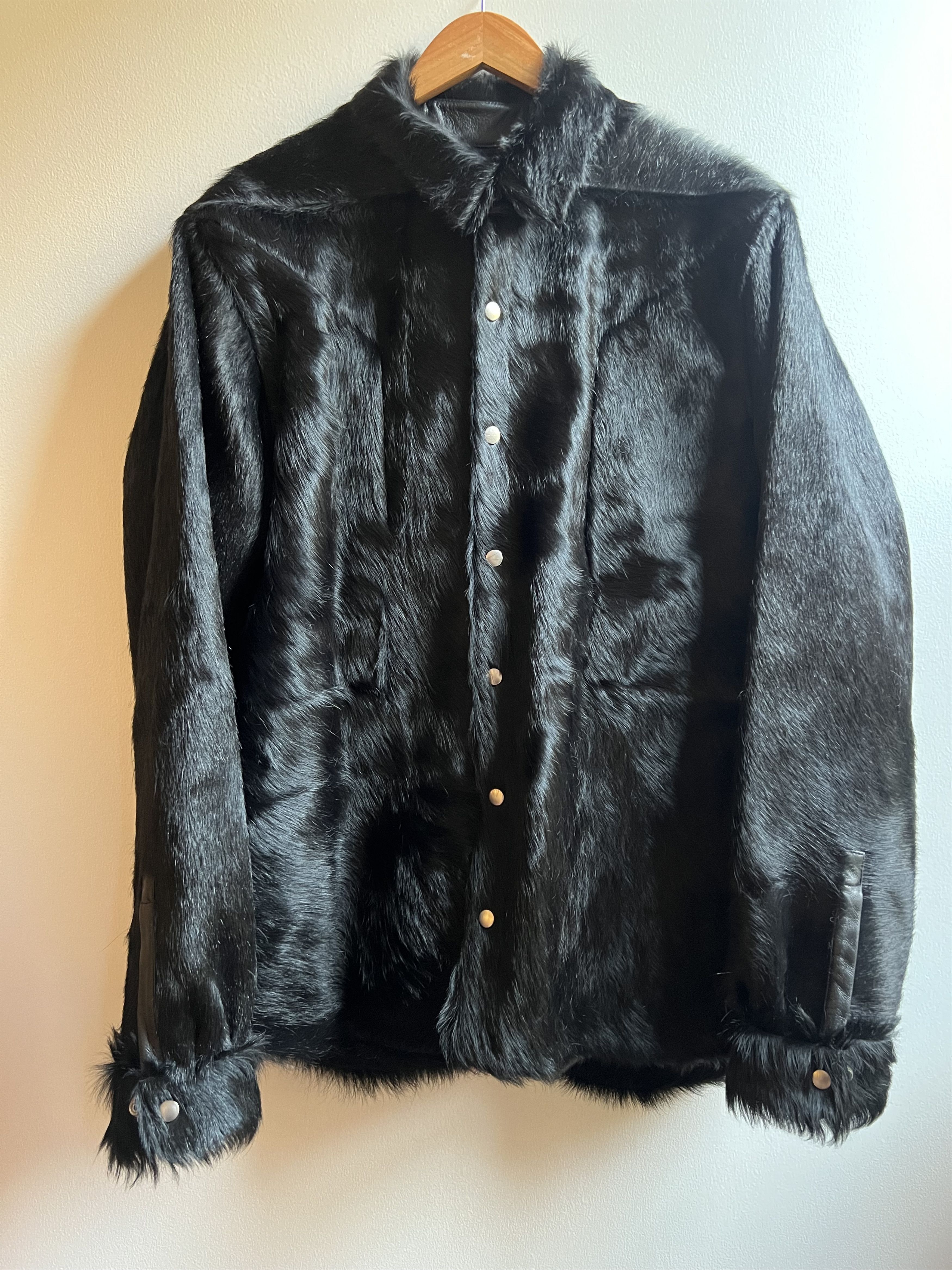 Rick Owens Rick Owens Intarsia High Neck Leather Jacket sz XXL