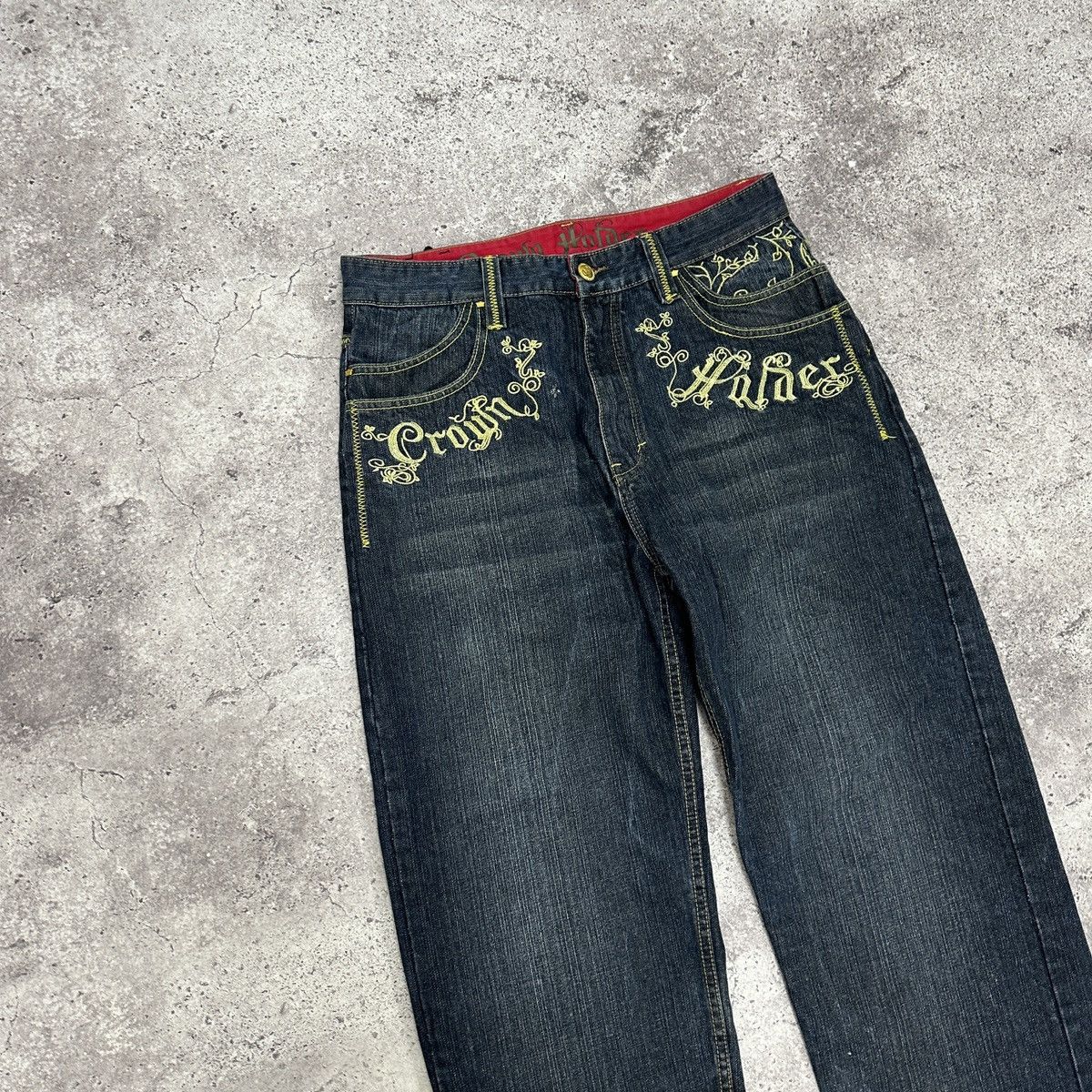 Japanese Brand Vintage 90s Crown Holder Embroidered rap jeans og y2k Size US 34 / EU 50 - 5 Thumbnail