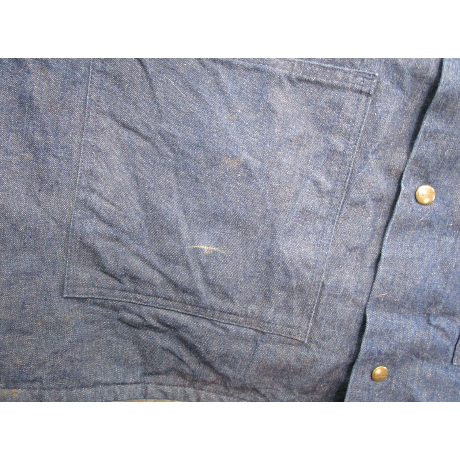 VINTAGE Walls Denim Jacket Chore Blanket Lined Size 3XL USA Made Snap Up Blue Men Jacket