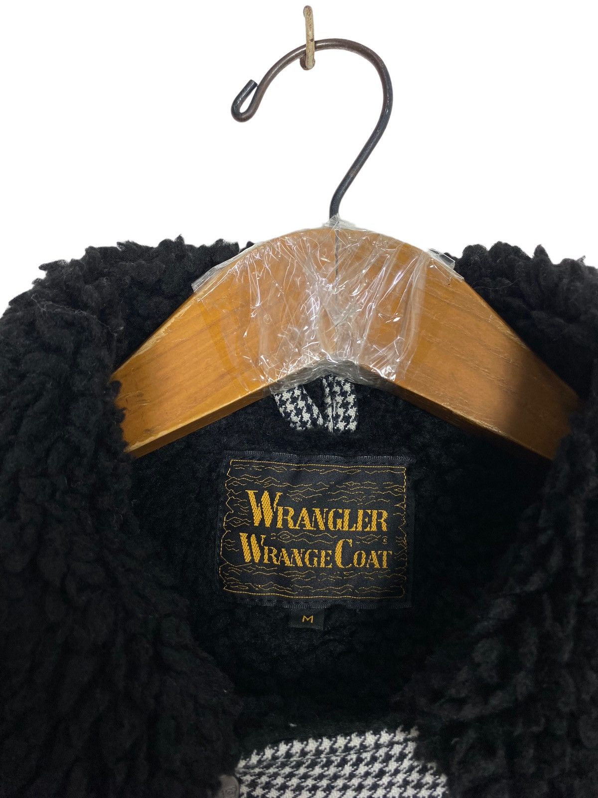 Rare Vintage Wrangler Houndstooth Hickory Workwear Fur Colar
