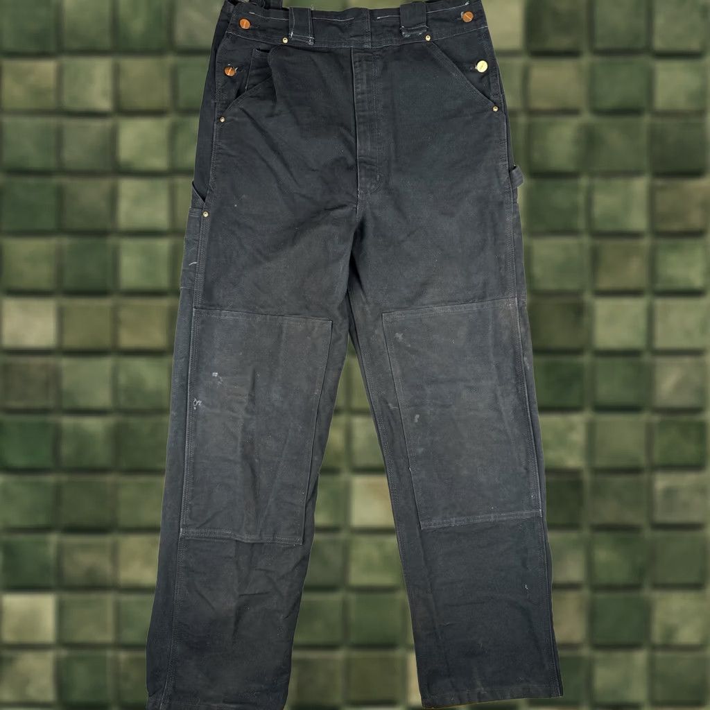 Carhartt Carhartt Reworked Double Knee Pants 33x33 - Black Canvas Workwear Distressed 90s USA Mens Carpenter Size US 32 / EU 48 - 1 Thumbnail