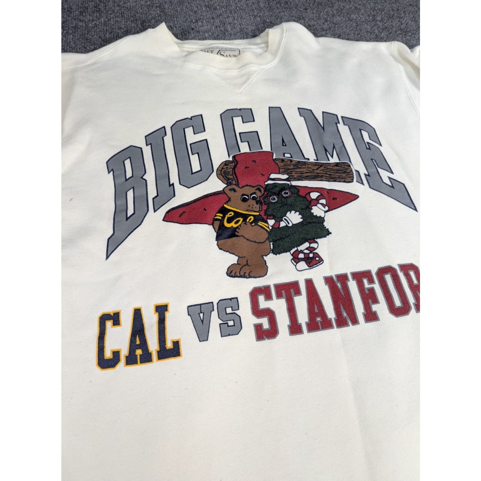 Vintage VINTAGE Cal Berkeley Vs Stanford Football Sweatshirt Crew Neck Size M White Men Shirt Size US M / EU 48-50 / 2 - 2 Thumbnail