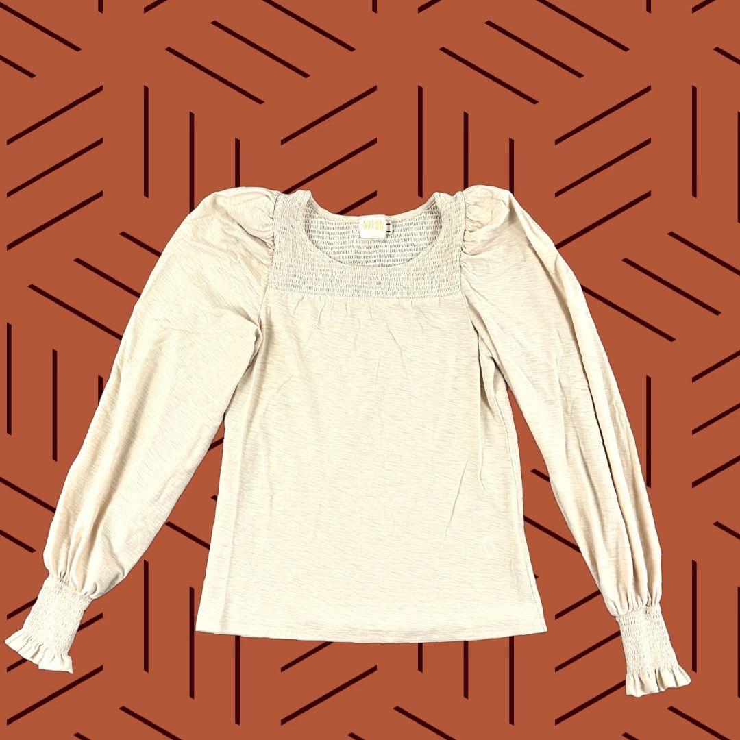 Nation LTD NATION LTD Top Womens Small Brown Abigail Festival Tee Puff Shoulder Long Sleeve Shirt Ladies Small Brown Puff Sleeve Casual Tee Size S / US 4 / IT 40 - 1 Thumbnail