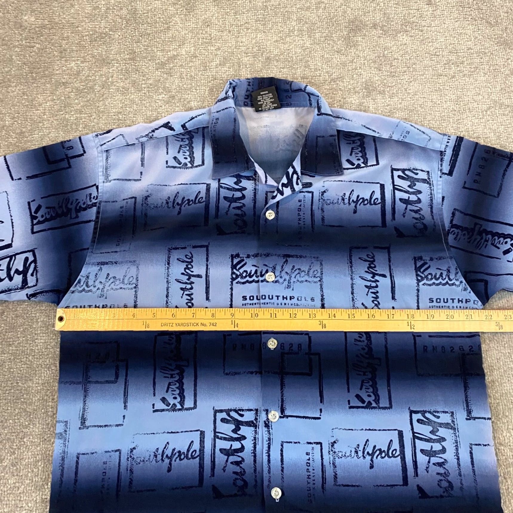 Southpole VINTAGE Southpole Shirt Mens Large Blue Graphic AOP Spellout Button Up Skater Goth Y2K Size US L / EU 52-54 / 3 - 5 Thumbnail