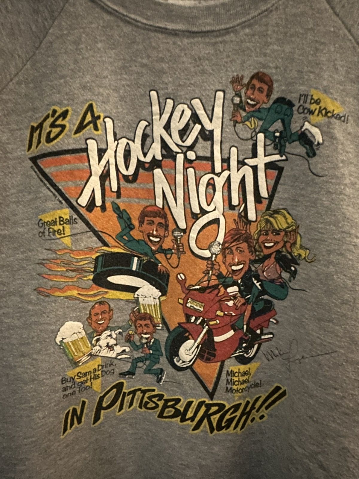 Vintage 1989 big head “Its A Hockey Night In Pittsburg” sweater Size US M / EU 48-50 / 2 - 2 Thumbnail