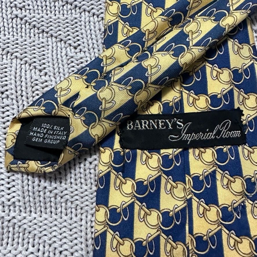 Barneys New York Vintage Barneys Imperial Room yellow equestrian silk tie Size ONE SIZE - 3 Thumbnail