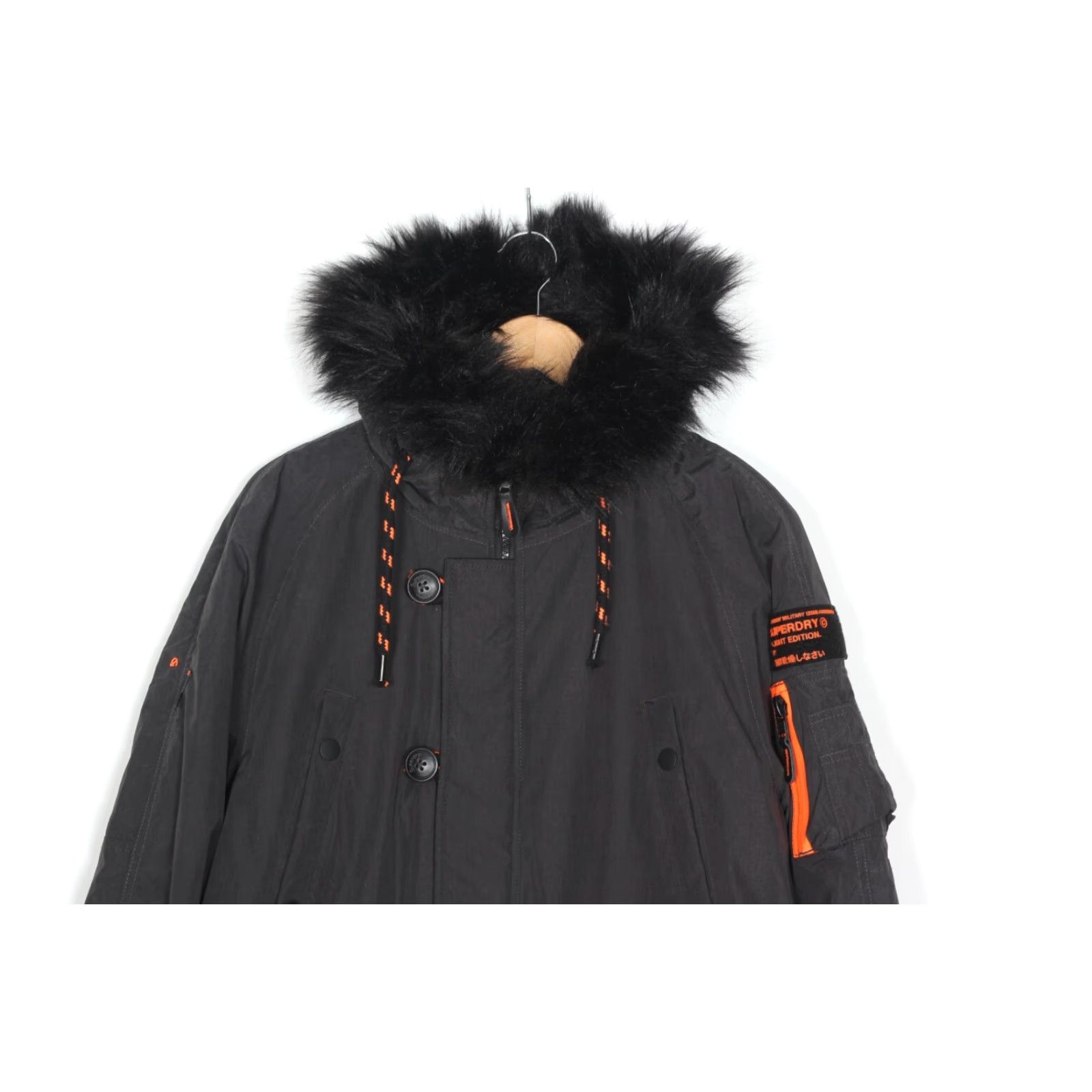 Superdry SUPERDRY Parka Jacket Men XL Fur Hooded MJ5617 Black Regular Size XL Parka Mens Jacket Size US XL / EU 56 / 4 - 3 Thumbnail